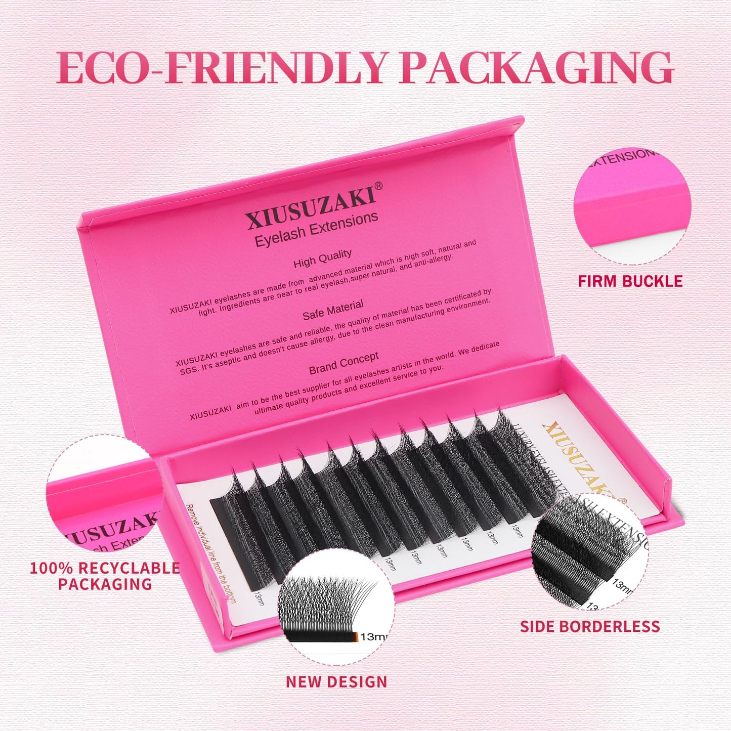 W Lash Extensions Supplies 5D Eyelash Extensions W Shape 0.07mm Thickness C Curl 13mm Premade Fans Easy Fan Lashes Volume Matte Black 12 Rows Crisscross Eye Lashes(W-5D-0.07-C,13mm)