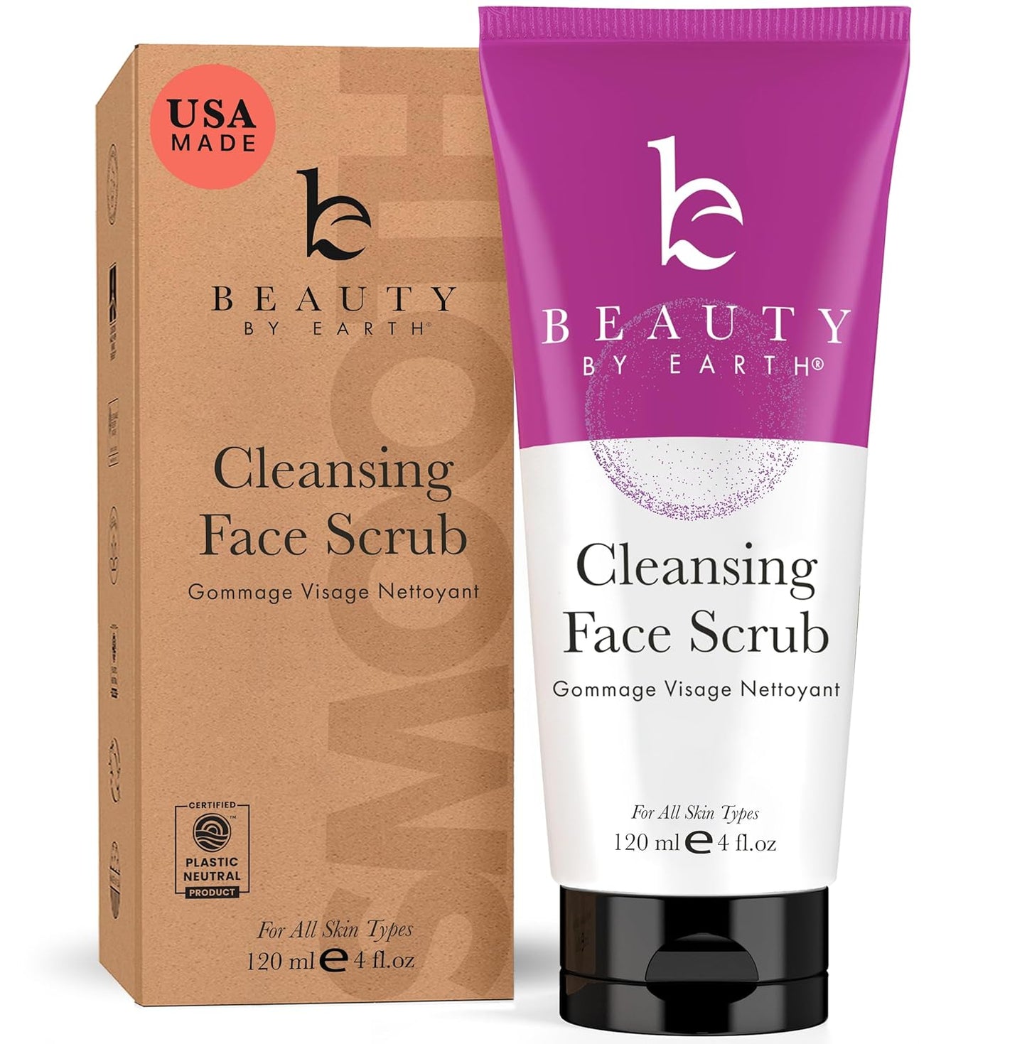 Face Scrub and Face Wash, Gentle Exfoliating, Cleansing Facial Scrub Exfoliator, Natural & Organic Ingredients