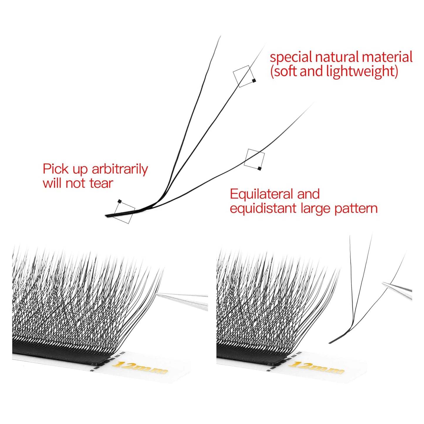 W Lash Extensions 5D Eyelash Extensions W Shape 0.07mm Thickness L Curl 13mm Premade Fans W Lashes Individual Lashes Matte Black 12 Rows False Eyelashes Volume Lashes(W-5D-0.07-L,13mm)