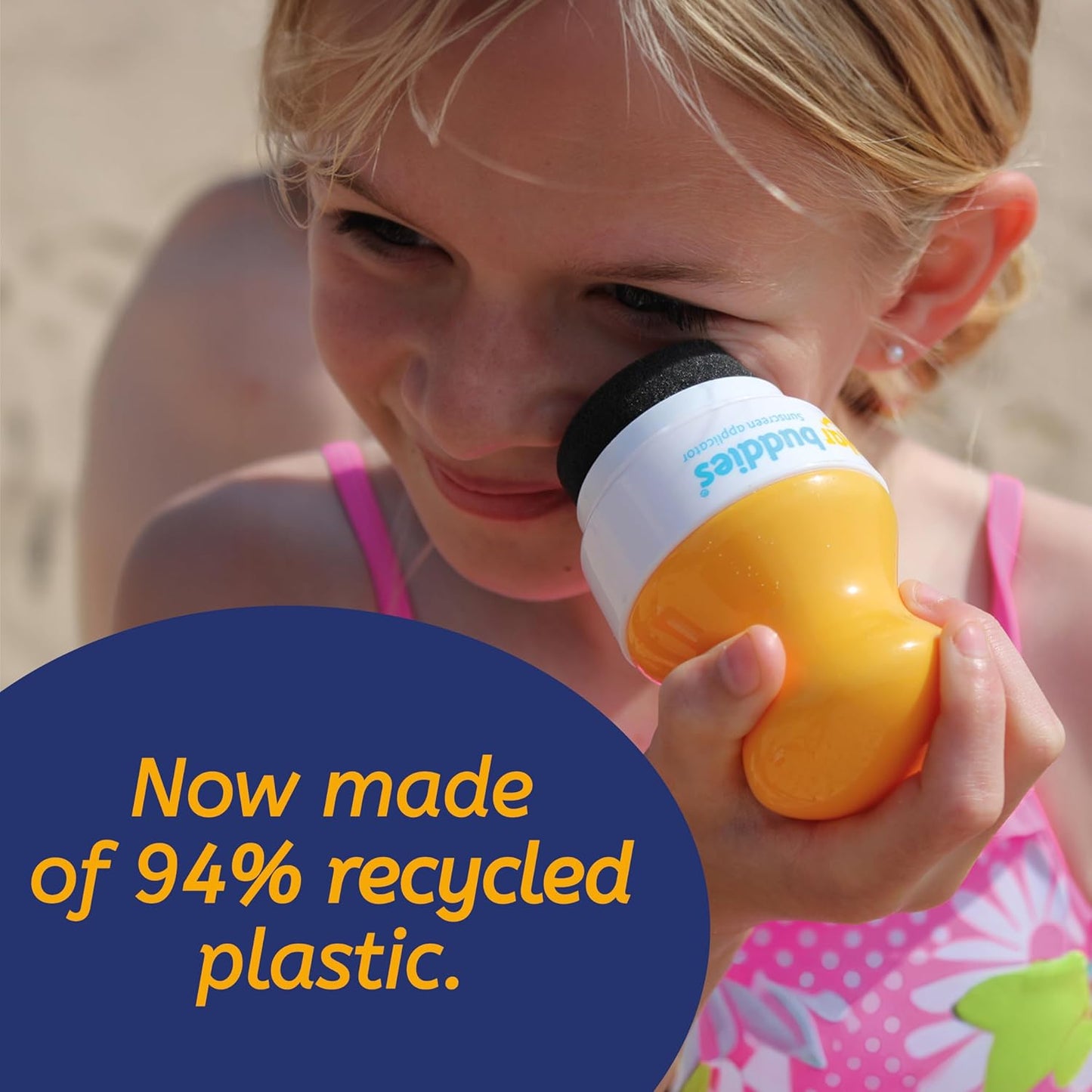 Solar Buddies Sunscreen Applicator - Single Blue - Refillable Roll on Sponge Sunscreen, Suncream & Lotion Applicator For Kids, Adults & Families - Holds 3.4fl oz, Perfect Size for Travel