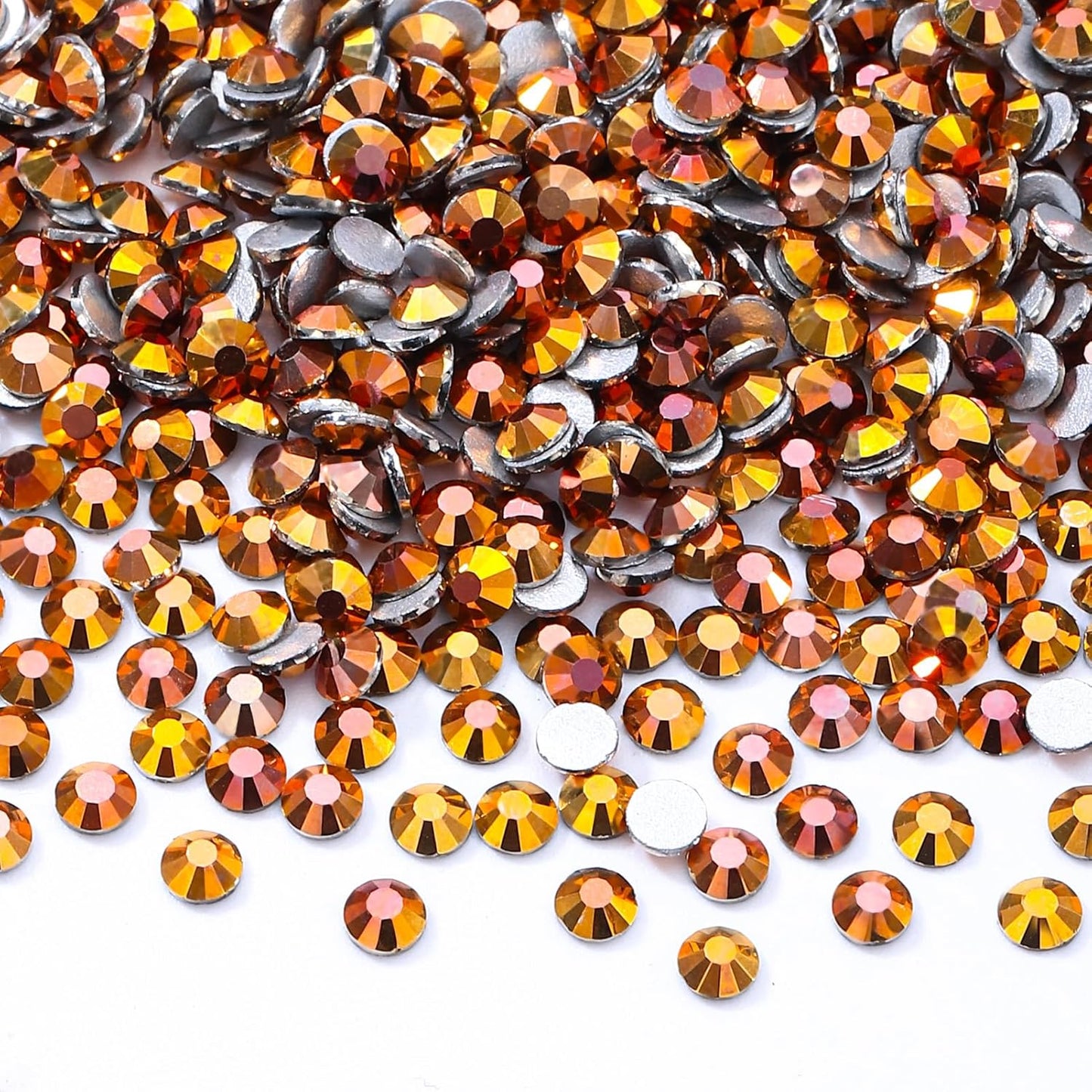 Gold Flatback Rhinestones, Glass Rhinestones for Nail Art and Craft, Glue Fix, Loose Crystal Gemstones(Gold, SS4, 2880pcs, 1.5-1.7mm)