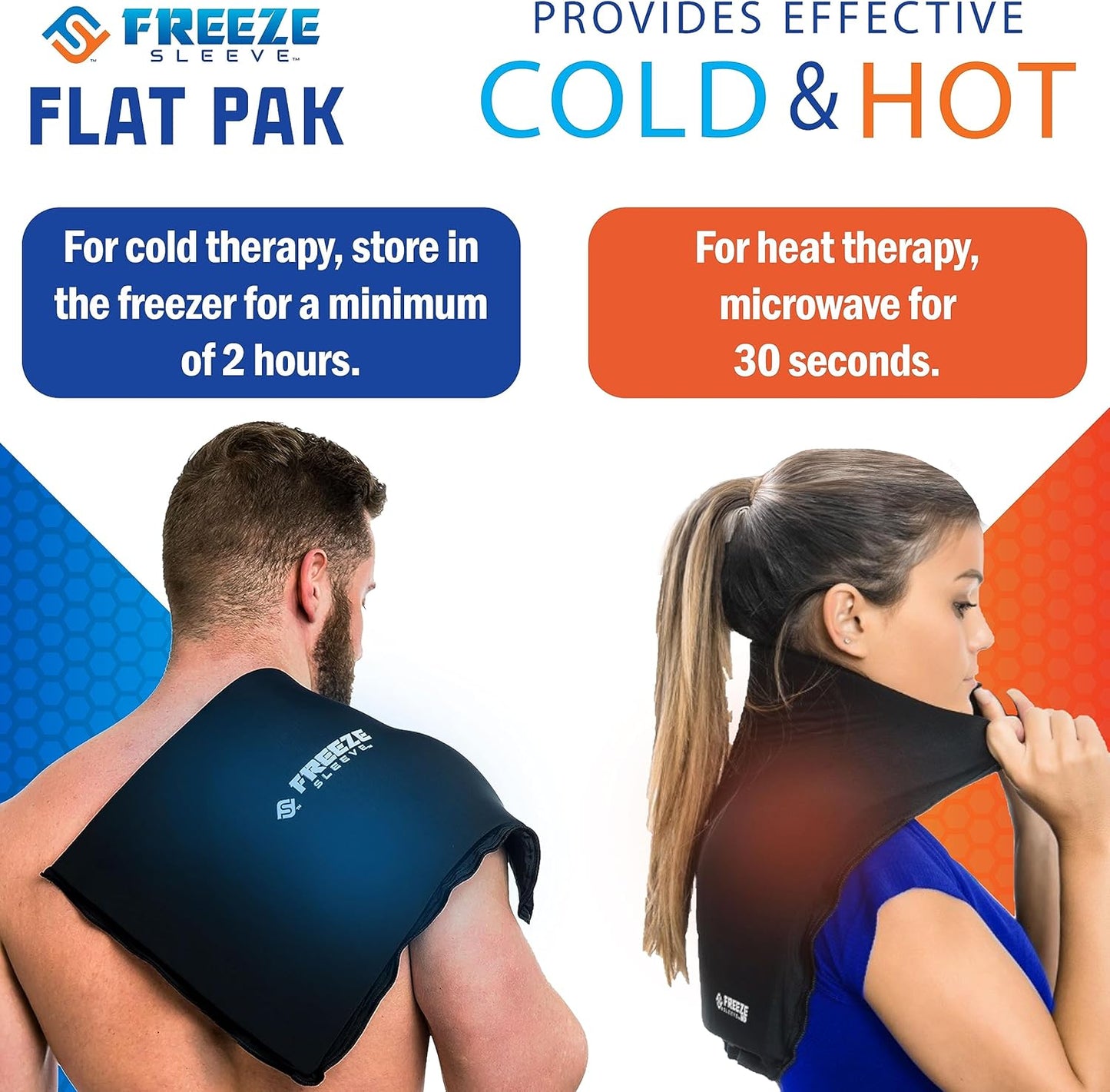 FreezeSleeve Flat Pak | 12" x 17" Extra Large Reusable Gel Ice Pack for Hot and Cold Therapy | Soft Flexible Cooling Pad for Back Hip Leg Injuries and Pain Relief | Cold Compress for Injury Recovery