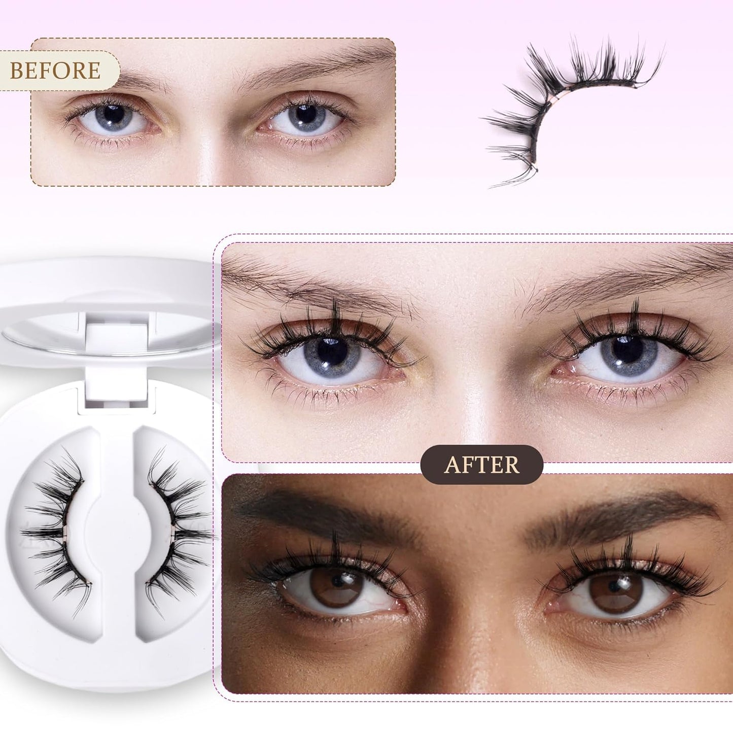 VEYESBEAUTY Magnetic Eyelashes with Applicator Reusable Magnetic Lashes Natural Look No Glue Needed False Eyelashes, AnimeWink Lashes Kit Easy to Wear and Remove