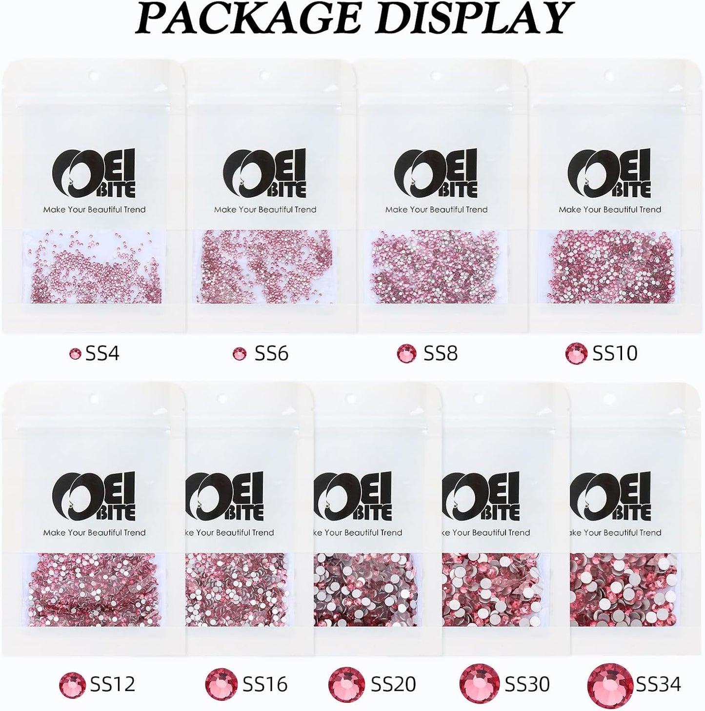 Rose Flatback Rhinestones, Glass Rhinestones for Nail Art and Craft, Glue Fix, Loose Crystal Gemstones(Rose, SS16, 1440pcs, 3.8-4.0mm)