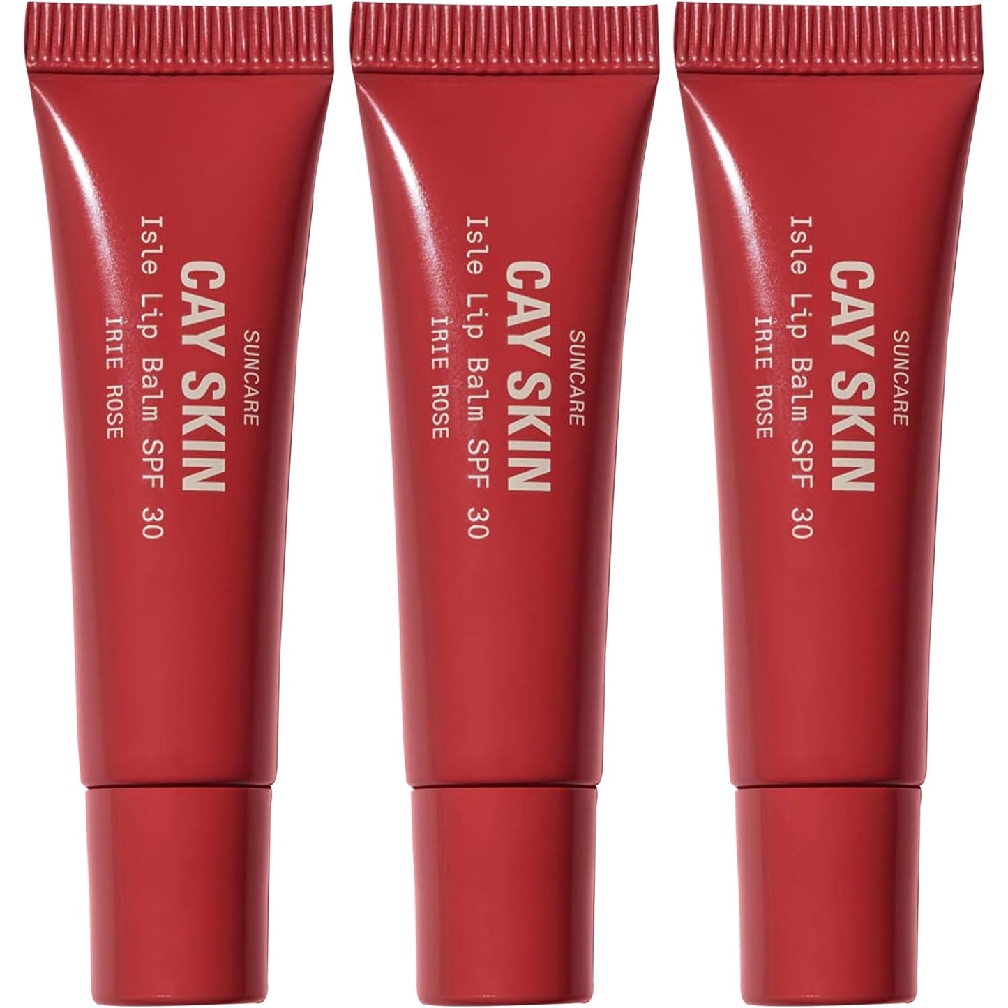 Cay Skin Isle Lip Balm SPF 30 – High Shine, Hydrating + Sheer Lip Gloss in Vanilla Brown Sugar Flavor – Formulated with Natural Ingredients for All Skin Tones – 3-Pack, Irie Rose, 1.05 oz