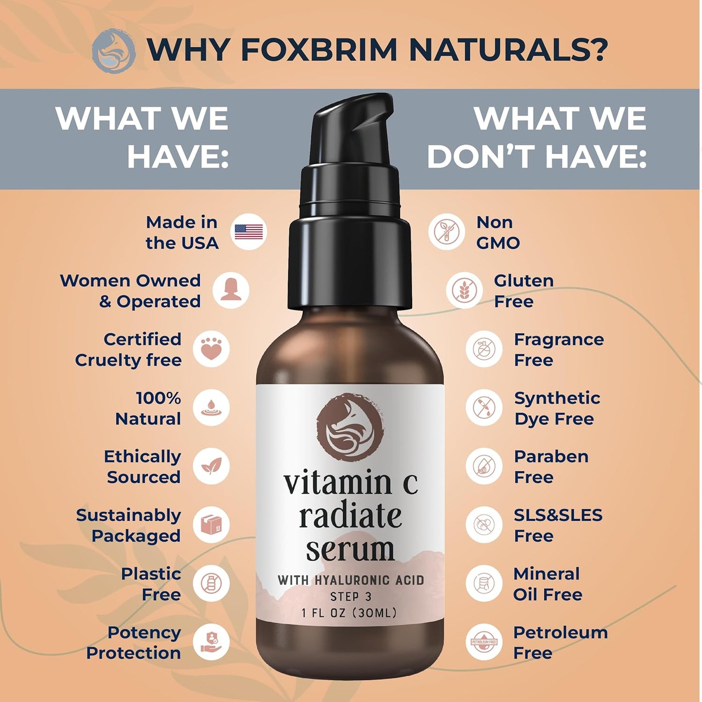 Vitamin C Face Serum 1oz – Stable Formula with Botanical Hyaluronic & Organic Jojoba for Dark Spots, Radiance, Hydration & Even Tone – Vegan Clean Beauty for Sensitive Skin, USA-Made