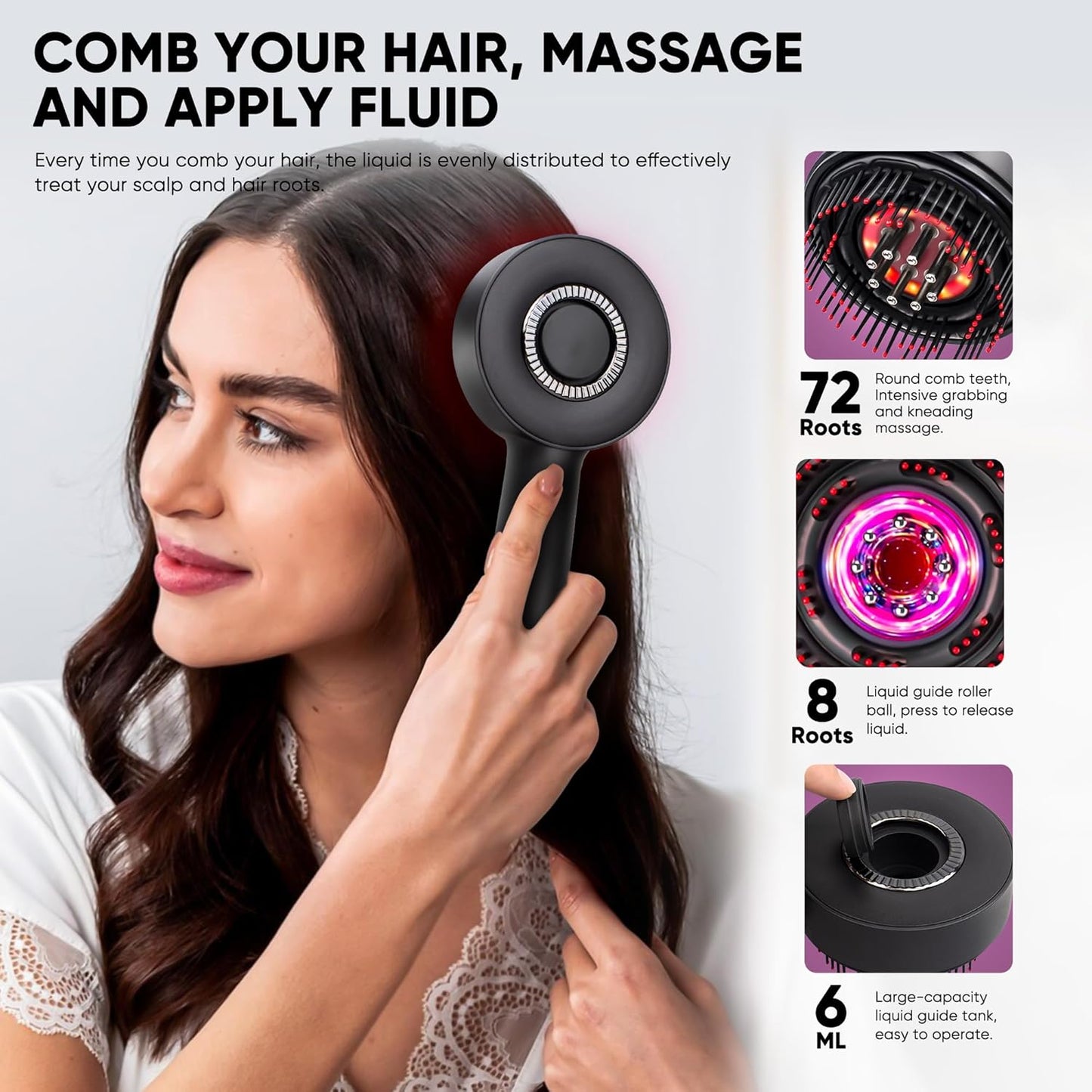 3 in 1 Scalp Massager Hair Growth Hair Oil Applicator,Electric Scalp Brush for Home,IPX7 Waterproof Electric Head Massager