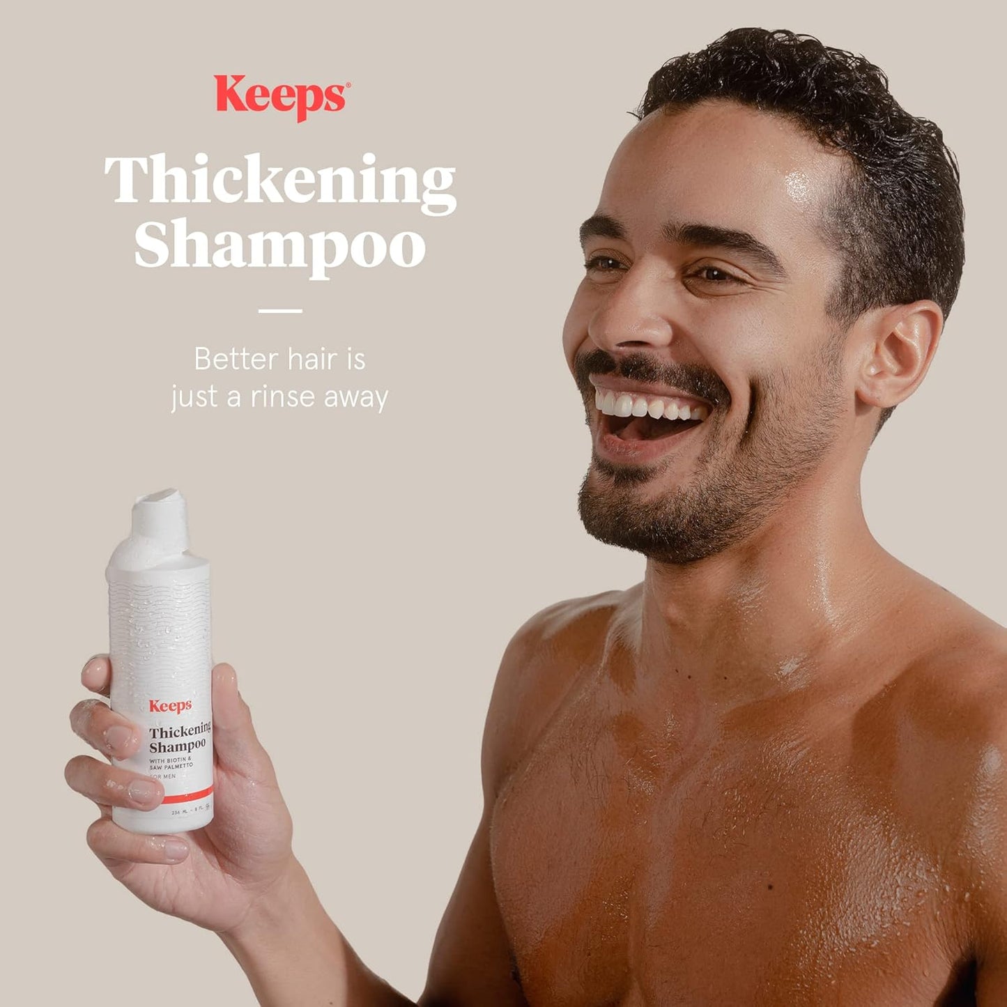 Keeps Hair Loss Shampoo For Men - Mens Shampoo for Fuller, Thicker Looking Hair - Thinning & Hair Growth Product - DHT Blocker - Infused with Biotin, Caffeine & Saw Palmetto - 8 oz