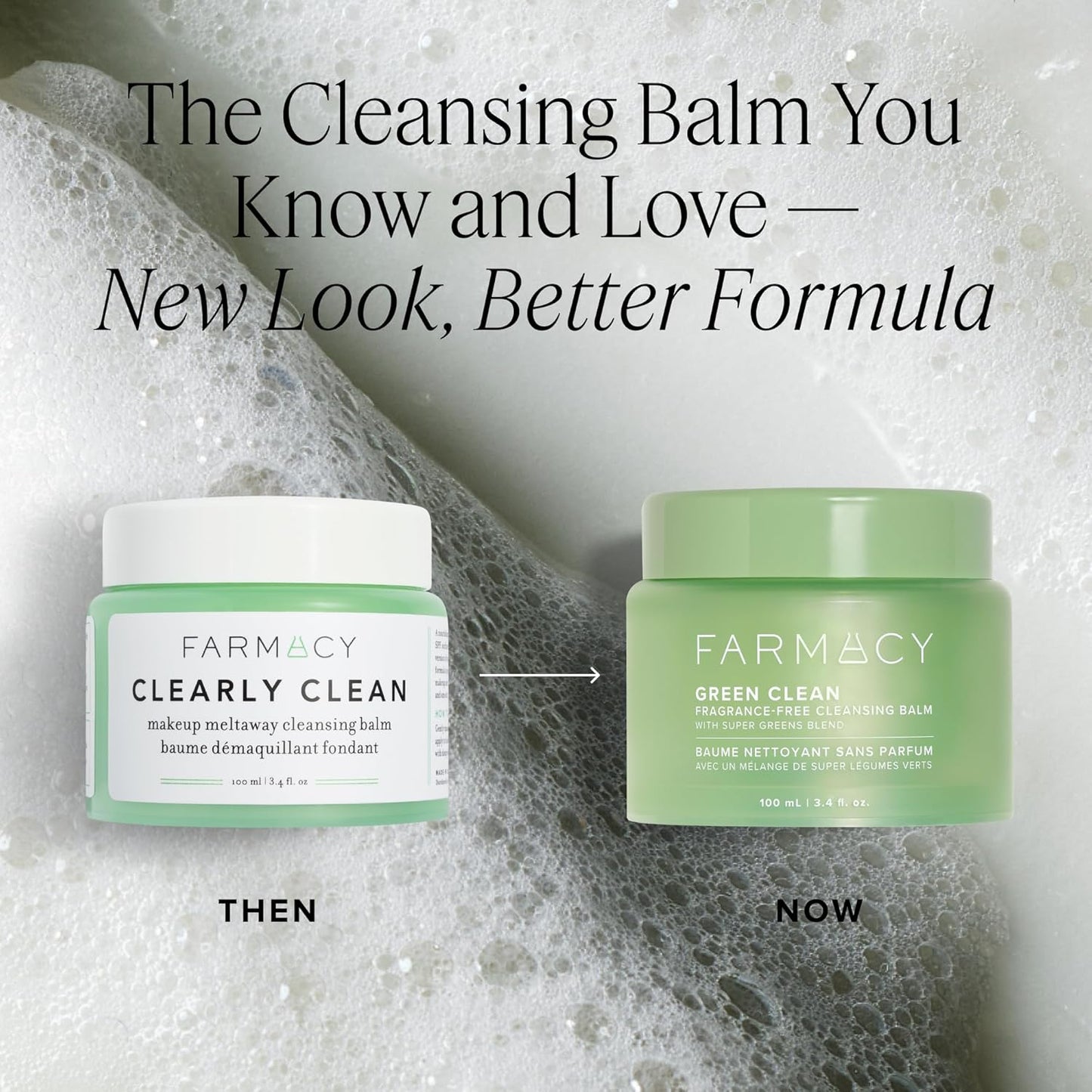 Farmacy Makeup Remover Cleansing Balm - Green Clean Waterproof Makeup Remover + Oil Based Cleanser - Newly Formulated Double Cleanser with Plant Based Waxes + Upcycled Moringa (100ml)