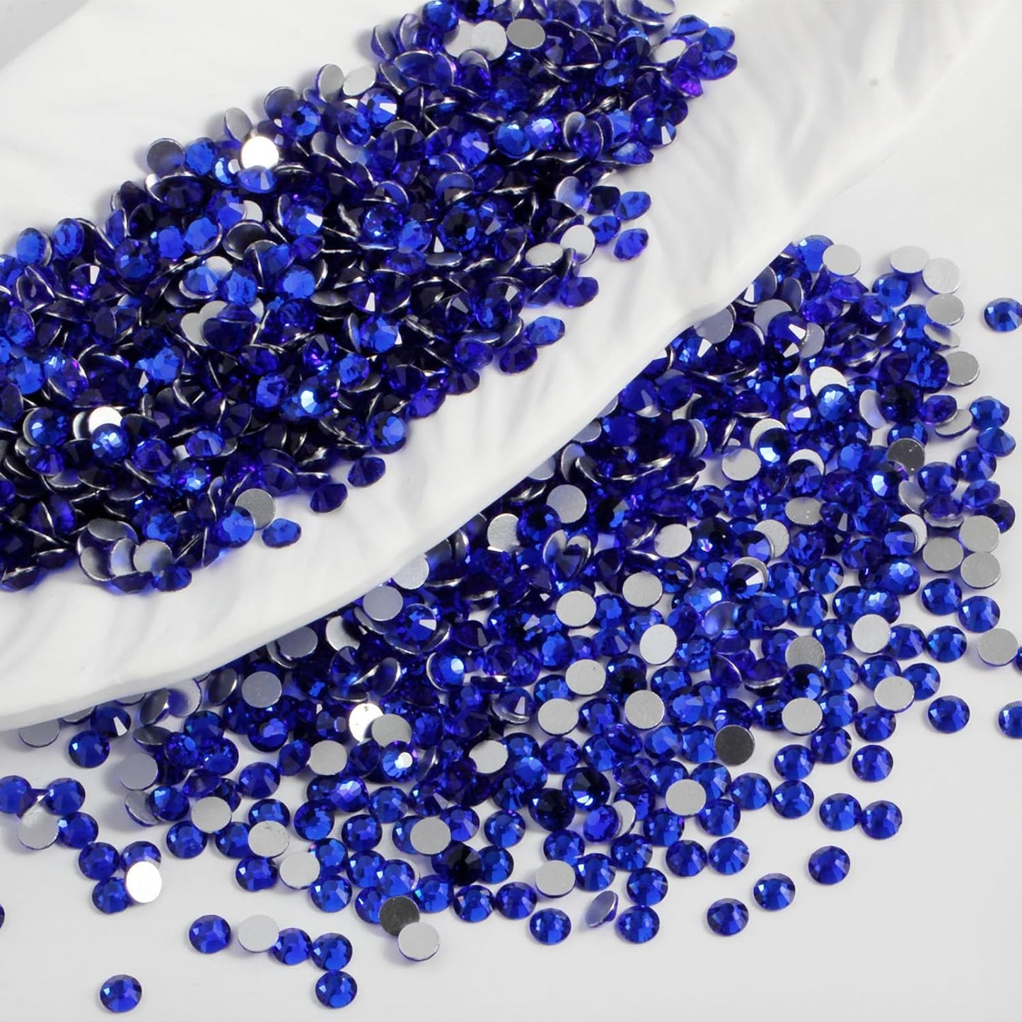 3000PCS SS10 Flatback Rhinestones | 12-Facet Diamond-Cut Glass Gems for Nail Art, Clothing, DIY Crafts |Glue-On Decoration Stones with Silver Backing(Sapphire)