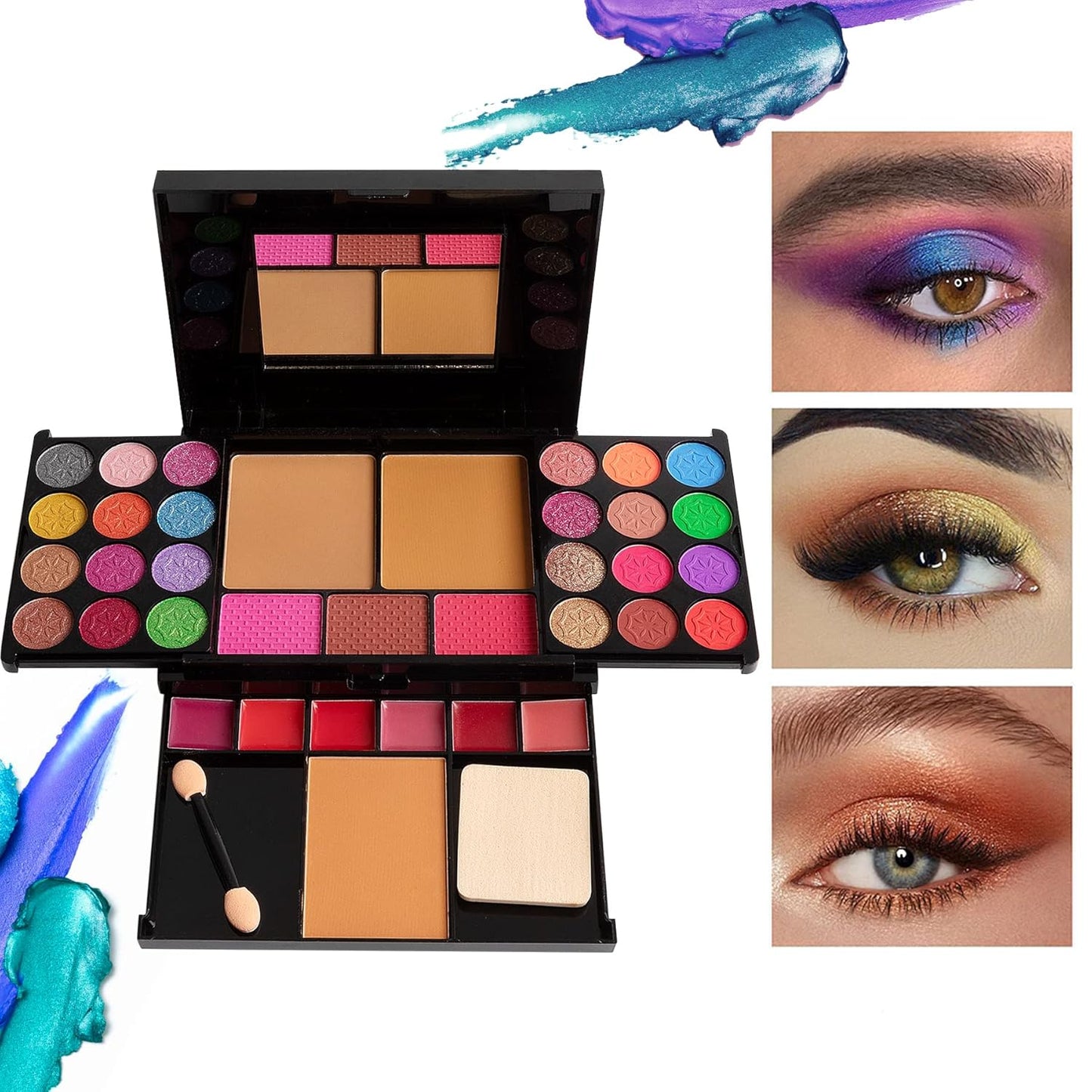 All in One Makeup Kit - 36 Eyeshadow Palette, 28 Lip Gloss, 4 Concealer, 3 Blusher, 1 Highlight & Contour, Bronzer, Glitter Cream, 1 Brush - Face Eye Make Up Set Gift for Beginners And Pros