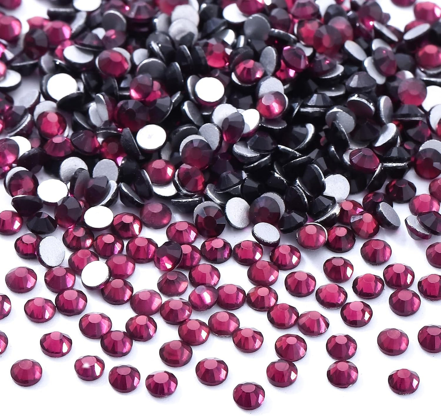Purple Flatback Rhinestones, Glass Rhinestones for Nail Art and Craft, Glue Fix, Loose Crystal Gemstones(Purple, SS6, 2880pcs, 1.9-2.0mm)