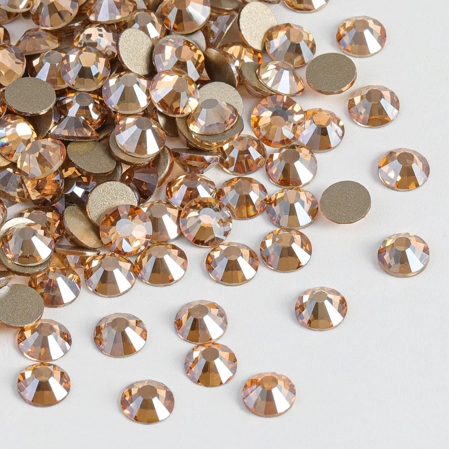 Beadsland 2880pcs Flat Back Crystal Rhinestones Round Gems for Nail Art and Craft Glue Fix,Golden Shadow,SS4,1.5-1.7mm