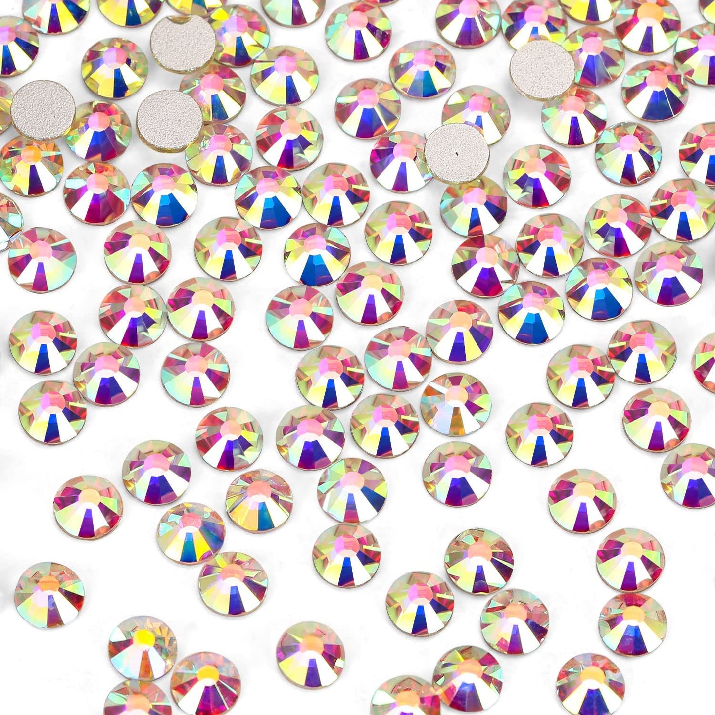 3000Pcs Crystal Ab Crystal Rhinestones,Glass Flatback Rhinestones Mini Gemstones for Nail Face Makeup Art Crafts Clothes Decoration -(SS8,2.4mm,Crystal Ab)
