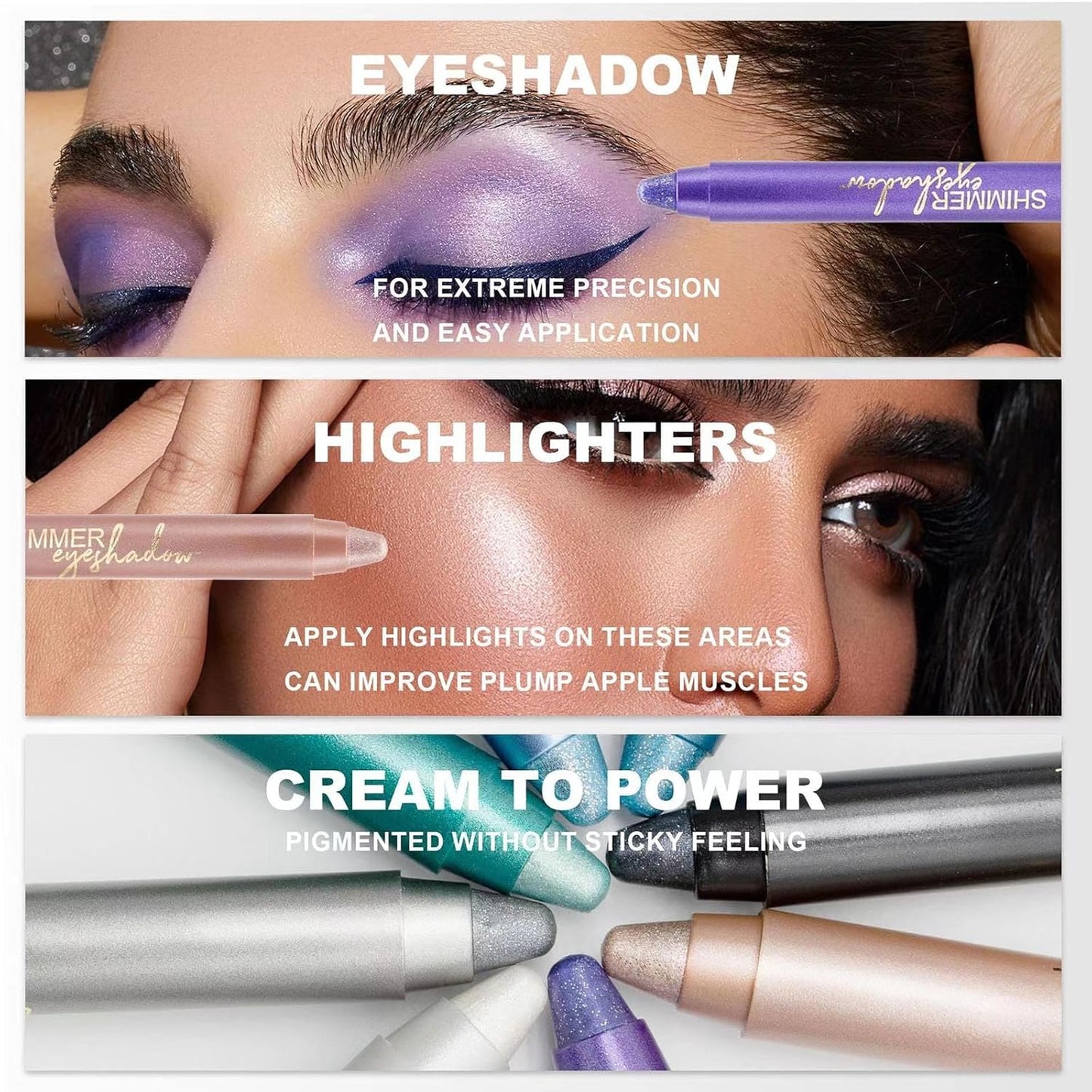 Blue Eyeshadow Stick, Highlighter Eye Liner,Eye Brightener Stick, Shimmer Creamy eyeshadow, Waterproof Eyeshadow Pencil Long Lasting Eye Shadow Makeup.#8 navy blue shimmer