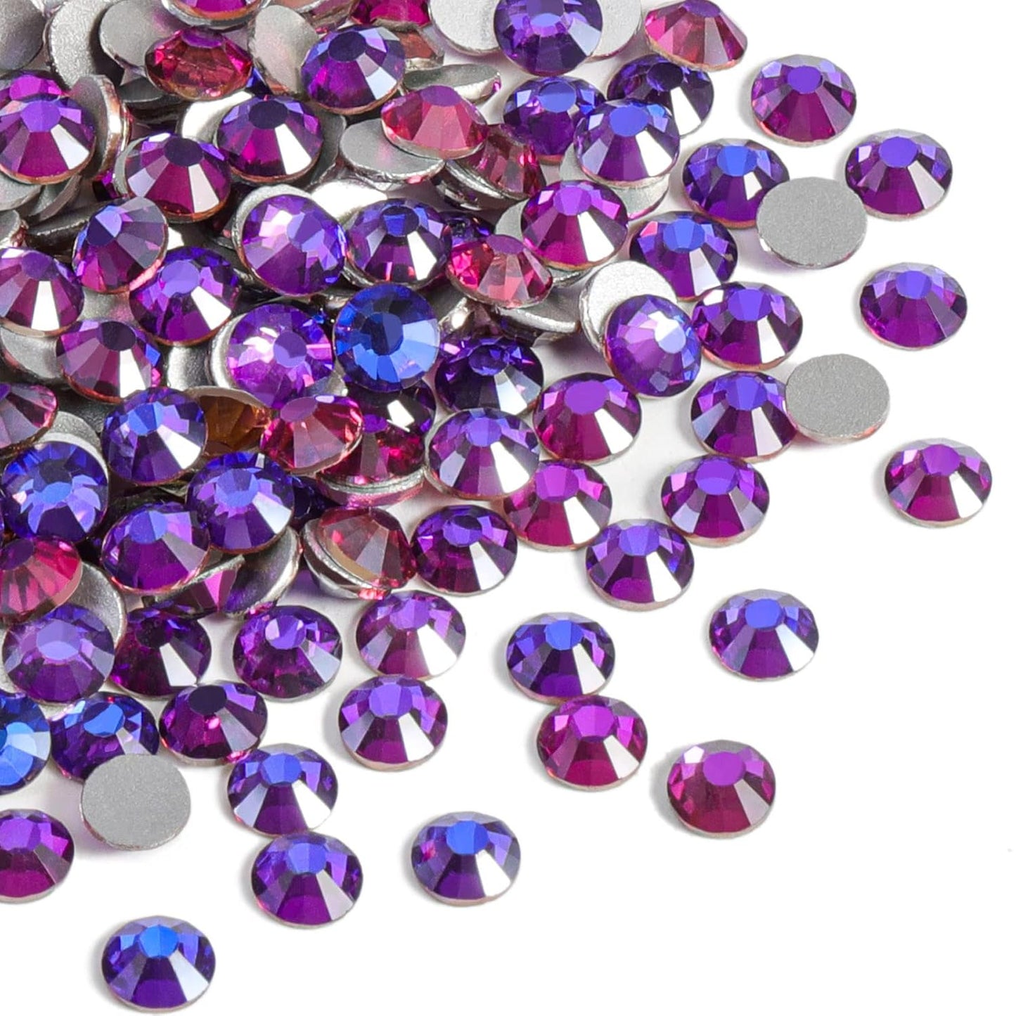 Beadsland 1440pcs Flat Back Crystal Rhinestones Round Gems for Nail Art and Craft Glue Fix, Purple Velvet,SS10,2.7-2.9mm
