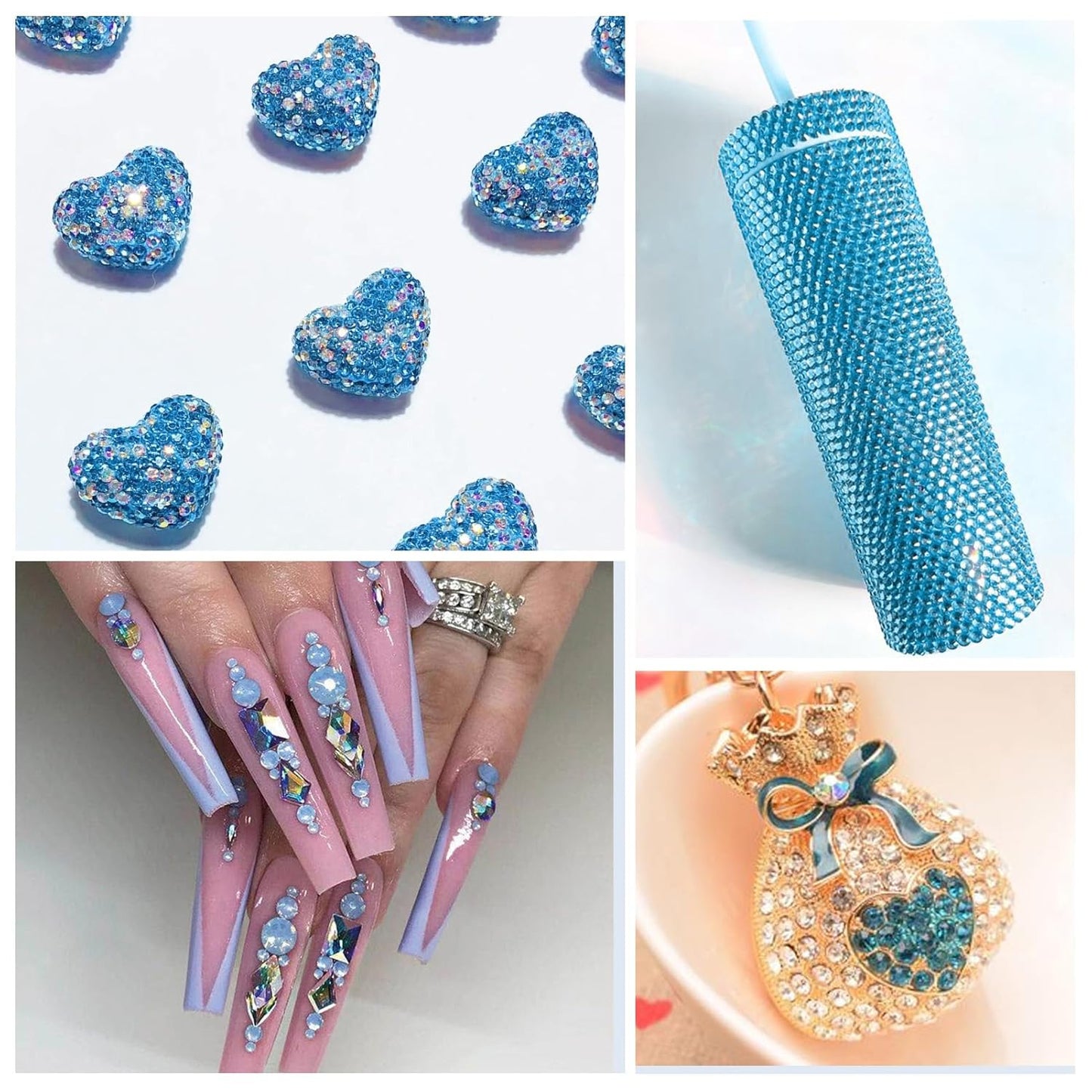 1440Pcs Aquamarine Crystal Rhinestones,Glass Flatback Rhinestones Small Gemstones for Nail Face Makeup Art Crafts Clothes Decoration -(SS4, 1.6mm,Aquamarine)