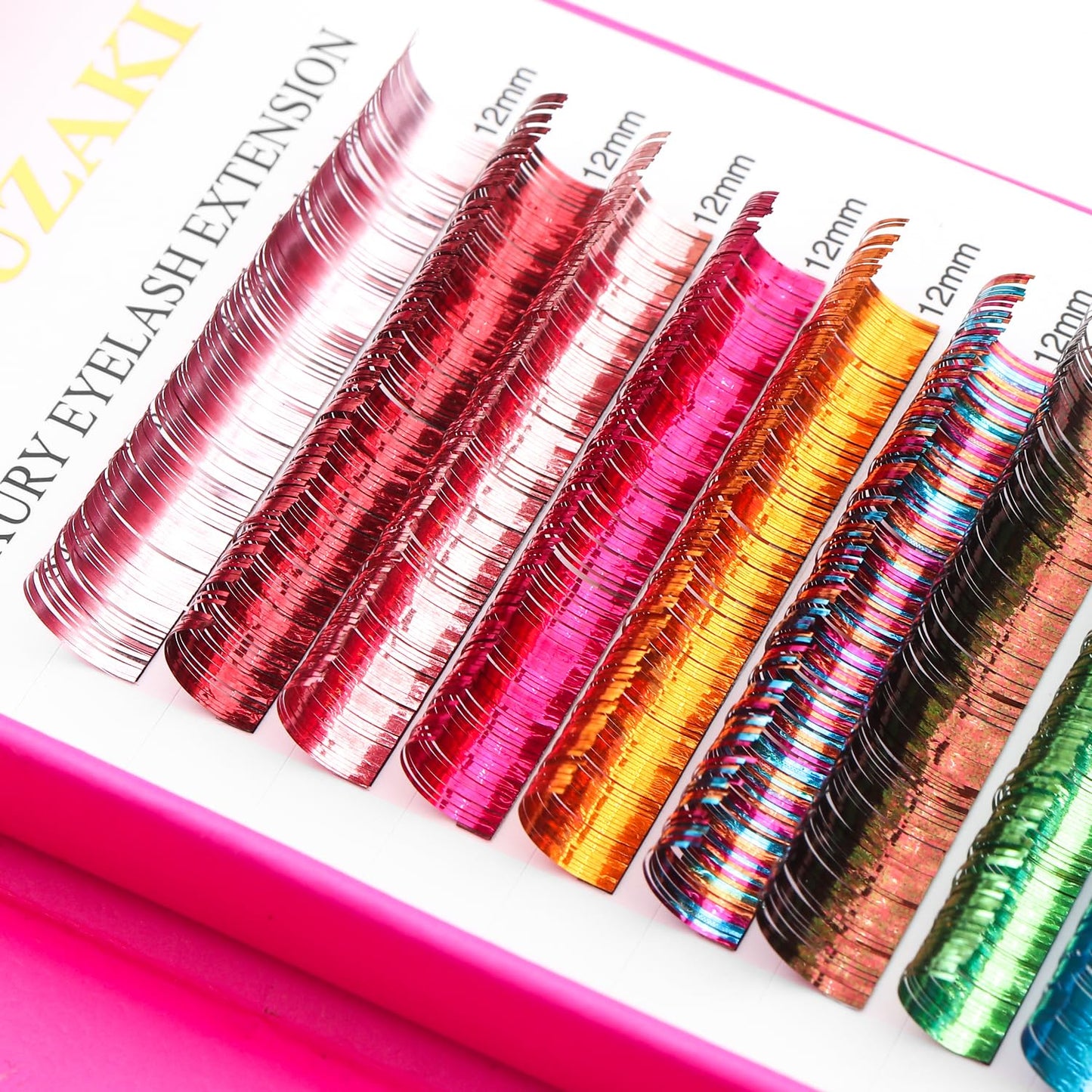 Glitter Spike Tinsel Eyelash Extensions 0.07 Colored Lashes Extension C Curl Lashes 11mm Lash Extensions Soft False Eyelashes Volume Lashes 12 Rows Professional Use(Glitter,0.07-C,11mm)