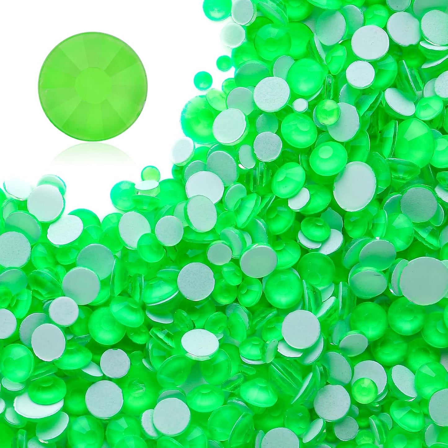 Neon Green Flatback Rhinestones, Glass Rhinestones for Nail Art and Craft, Glue Fix, Loose Crystal Gemstones(Neon Green, SS16, 1440pcs, 3.8-4.0mm)