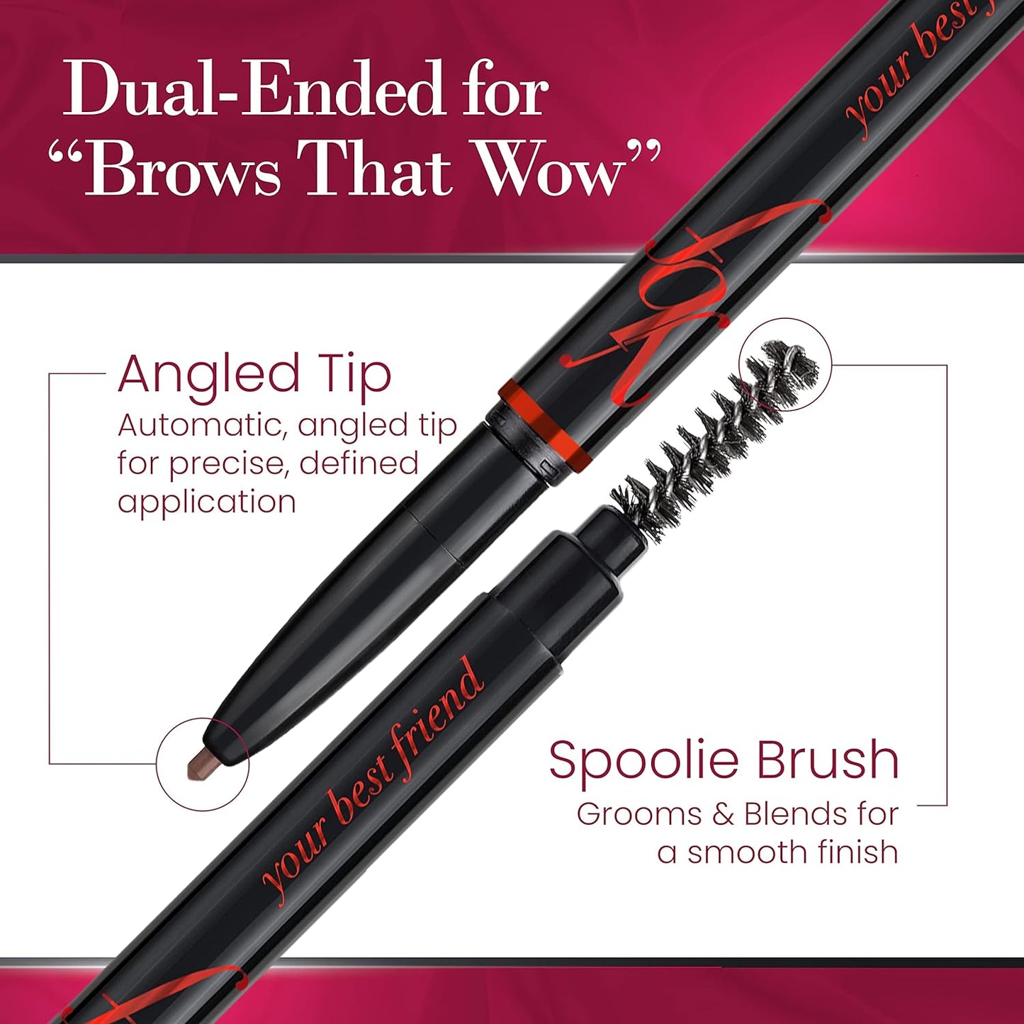 ybf Beauty Eyebrow Pencil - Universal Automatic Brow Pencil With Spoolie Brush - Perfect Eyebrow Makeup Shaper and Filler For Women - All Hair Colors & Skin Tones - Taupe Eyebrow Liner - 0.005 Oz