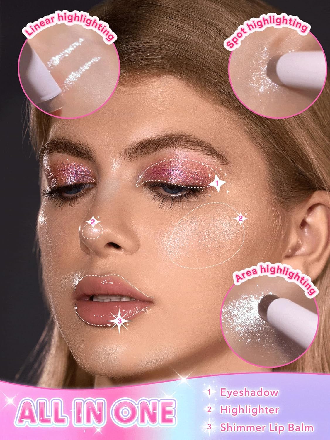 SHEGLAM Crystal Jelly Glaze Stick Eye Shadow Stick Eyeliner Brightener Pencil Crayon with Brush Easy to Blend Long Lasting Shimmer Eyeshadow-Golden Girl