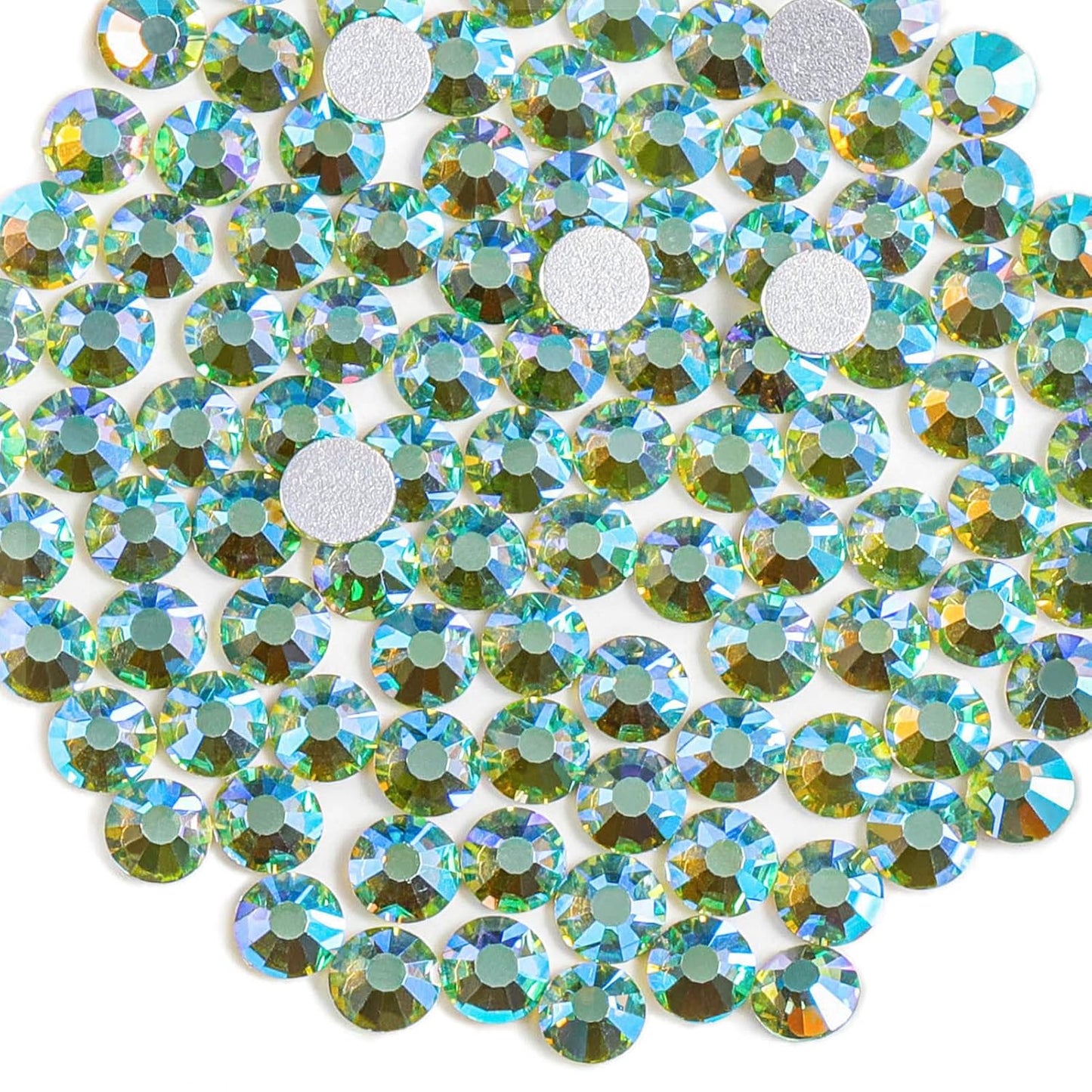 Beadsland 1440 Pieces Flat Back Crystal Rhinestones Round Gems,Peridot AB,SS10,2.7-2.9mm