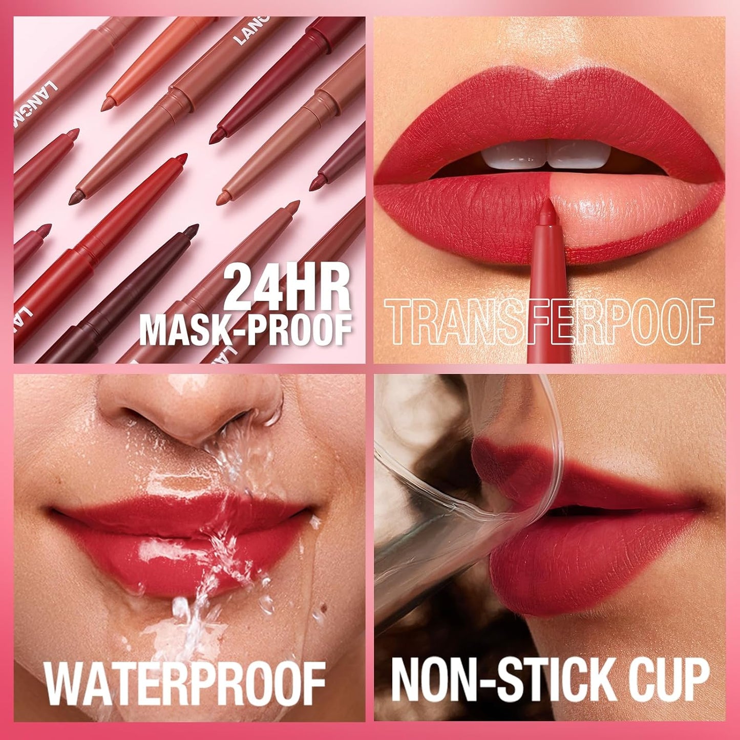 LANGMANNI 6Pcs Sculpting Matte Velvet Lip Liner Set,Smooth Creamy Texture,Waterproof And High Pigmented For Girls Daily Application Lip Makeup(1+2+3+4+5+6)
