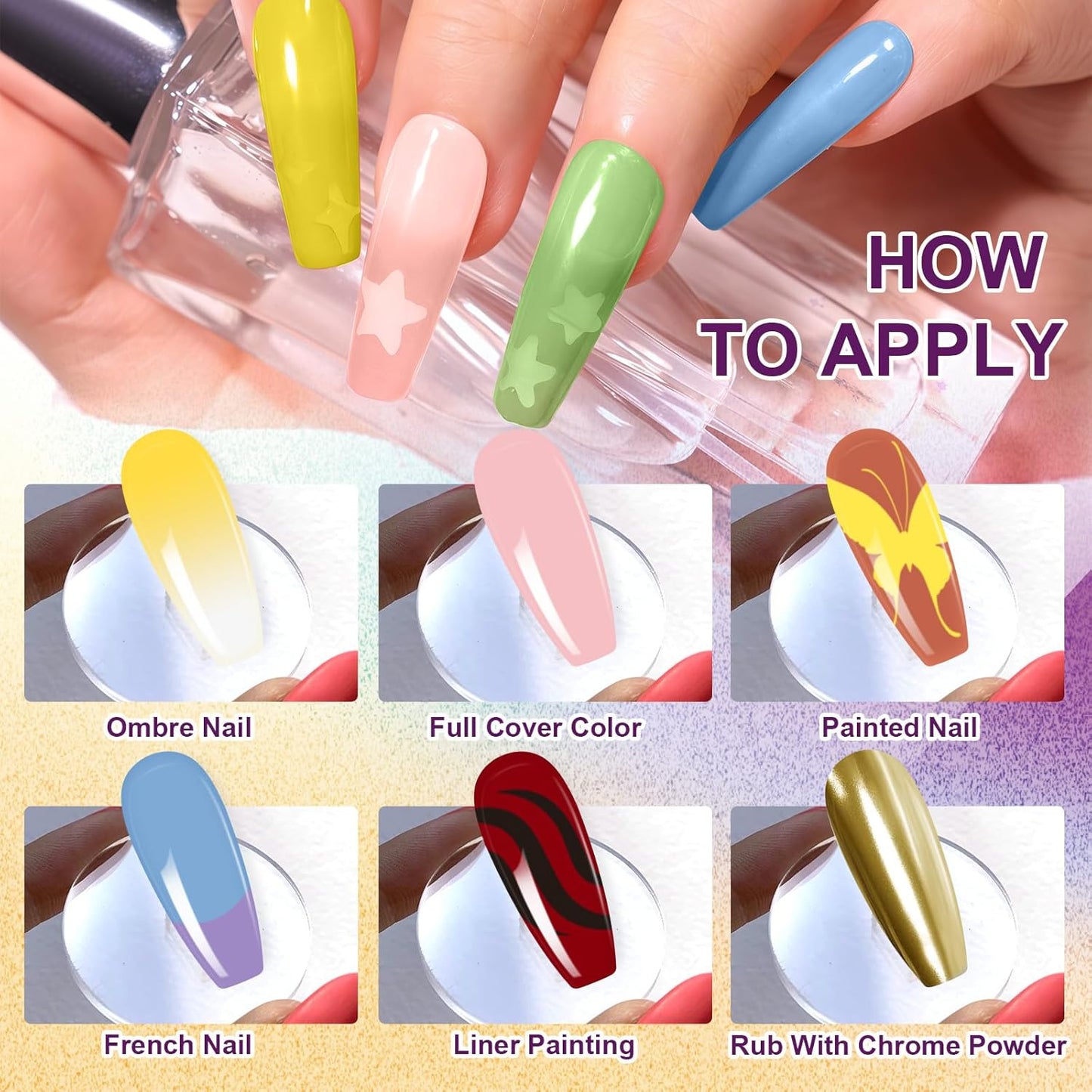 Gradient Painting Gel, 16 Colors Ombre Nail Polish for Pigmented Pat Painting Gel Nude White＆Black Color French Manicure DIY Nail Art Long-lasting No-wipe DIY Palette VelvetSpectrum Studio
