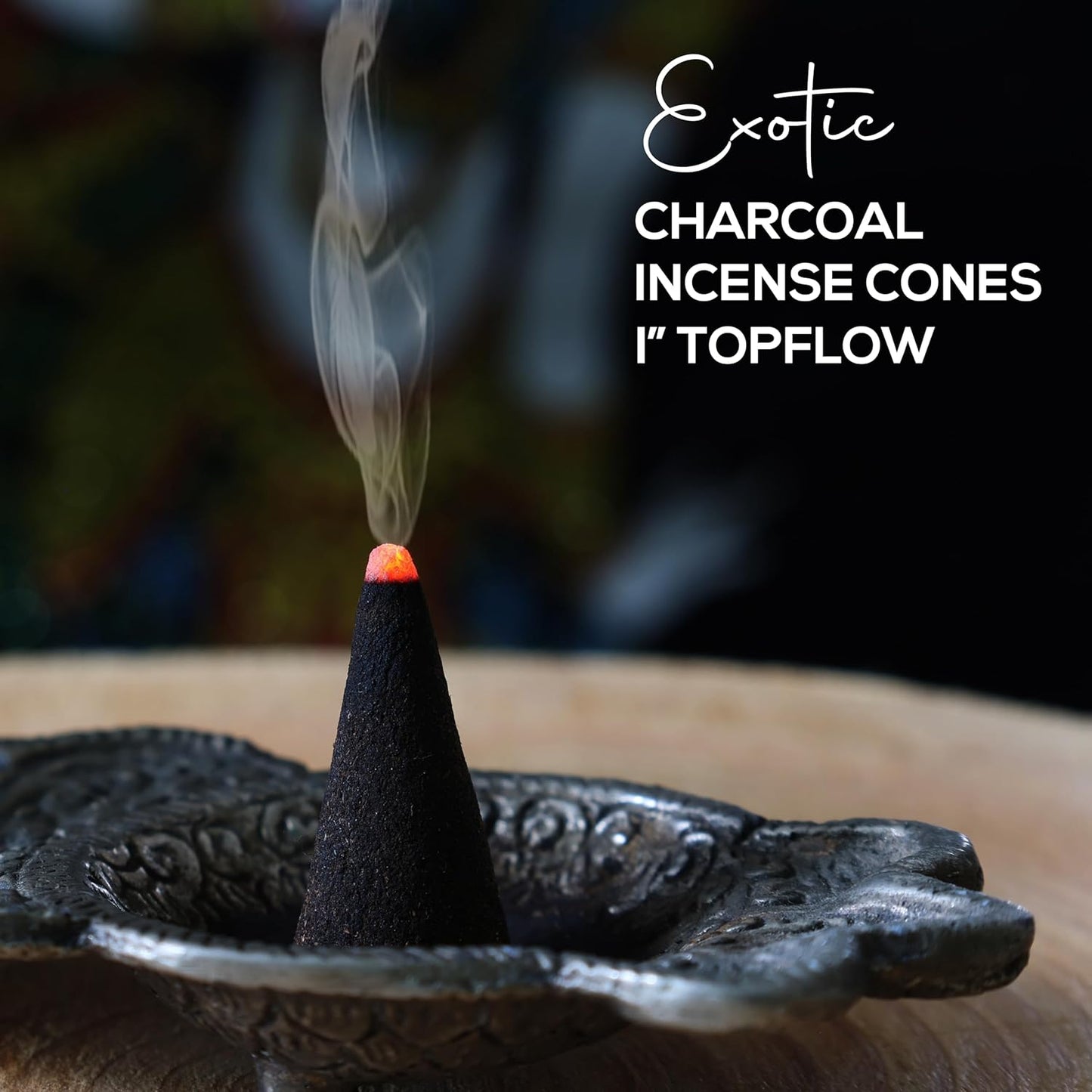 Patchouli Charcoal Incense Cones 1" TOPFLOW - 100 Pack Bulk - Natural Scented Cones Handmade Hand Dipped