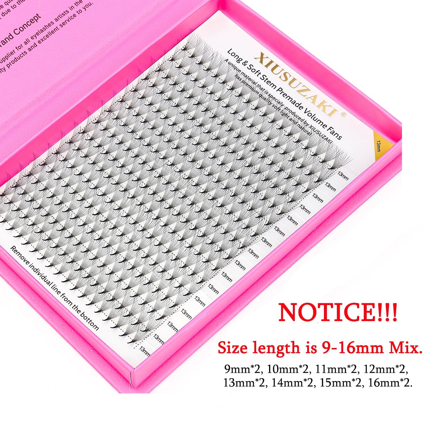 Premade Fans Eyelash Extensions 16D Volume Lash Extensions 0.07 Thickness Eyelash Extension D Curl Premade Lash Fans Mix 9-16mm Fluffy Soft Handmade Lash Fan(16D-0.07-D,9-16mm)
