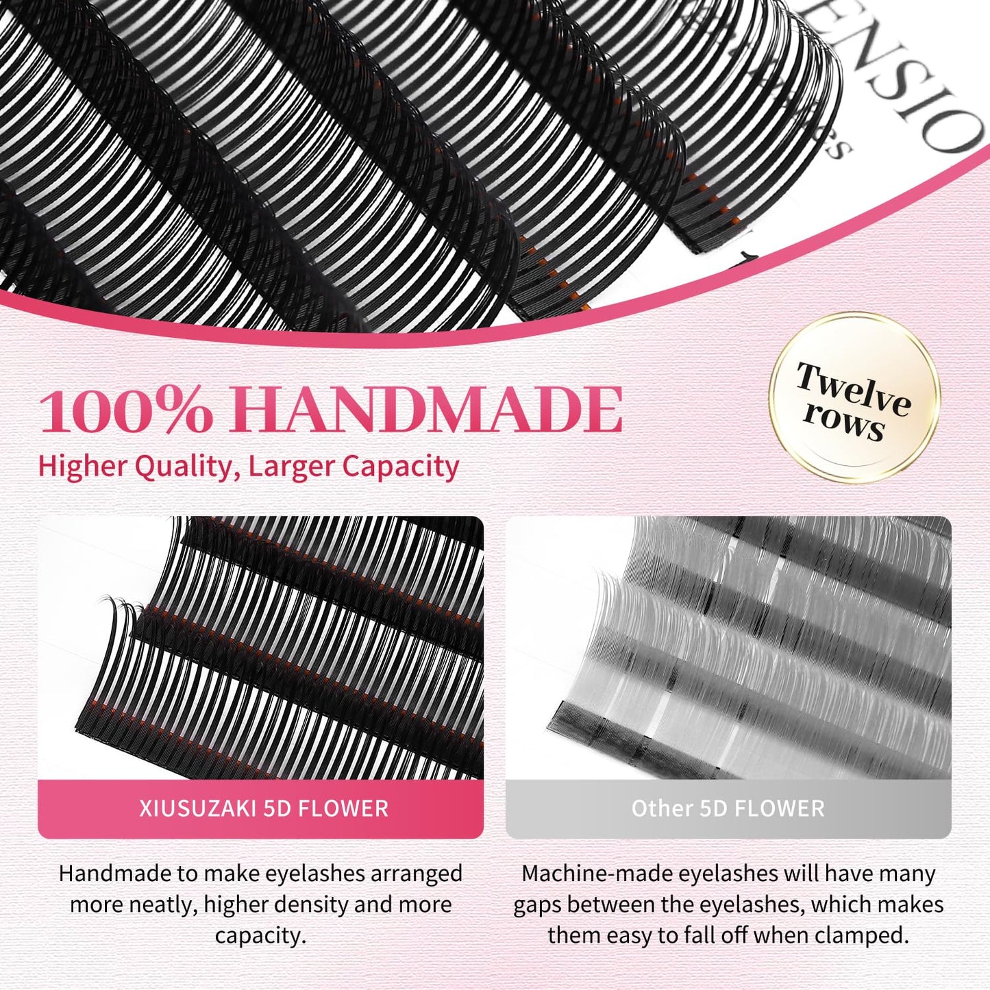 5D Flower Lash Extensions Spikes Lashes 0.07 Matte Black D Curl Lashes 8mm Volume Eyelash Extension Lash Trays Professional Use(5D Flower,0.07-D,8mm)