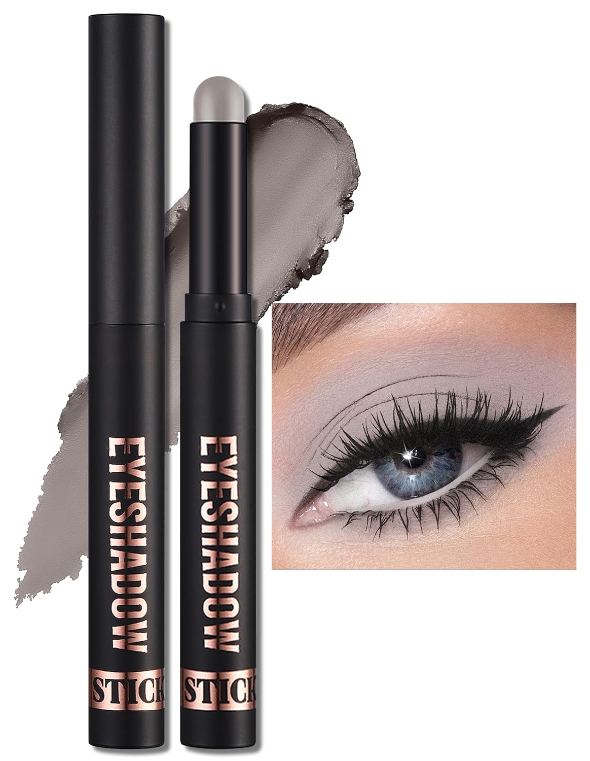 Erinde Waterproof Cream Eyeshadow Stick, Matte Nude Eye Shadow Sticks, Longwear Blendable High Pigmented, Neutral Eye Shadow Sticks Matte for Older Eyes, Smokey Eyeshadow Pencil Crayon, 21 Gray Brown