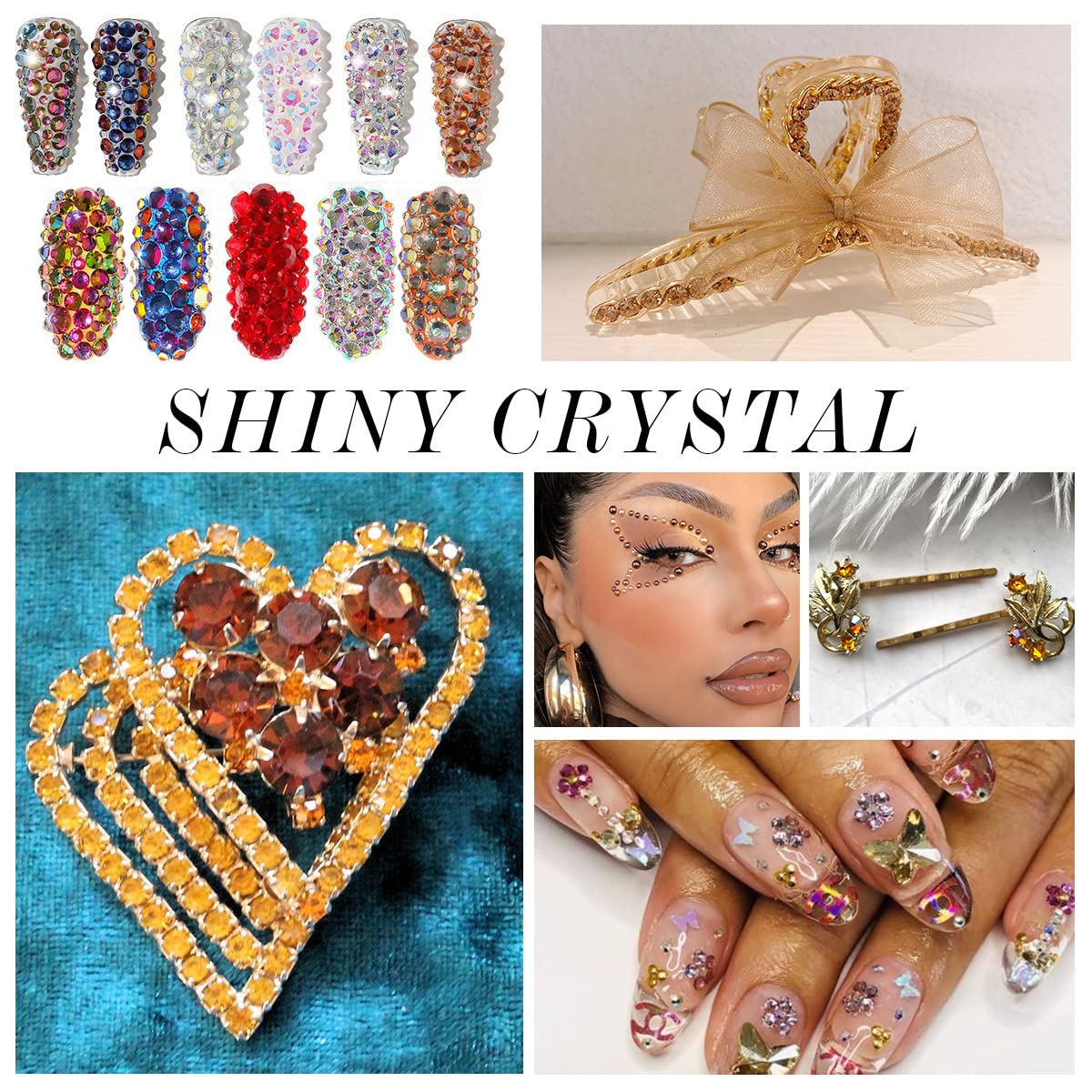 3000Pcs Amber Crystal Rhinestones,Glass Gemstones Flatback Small for Nail Face Makeup Art Crafts Clothes Decoration - (SS4,1.6mm, Amber)