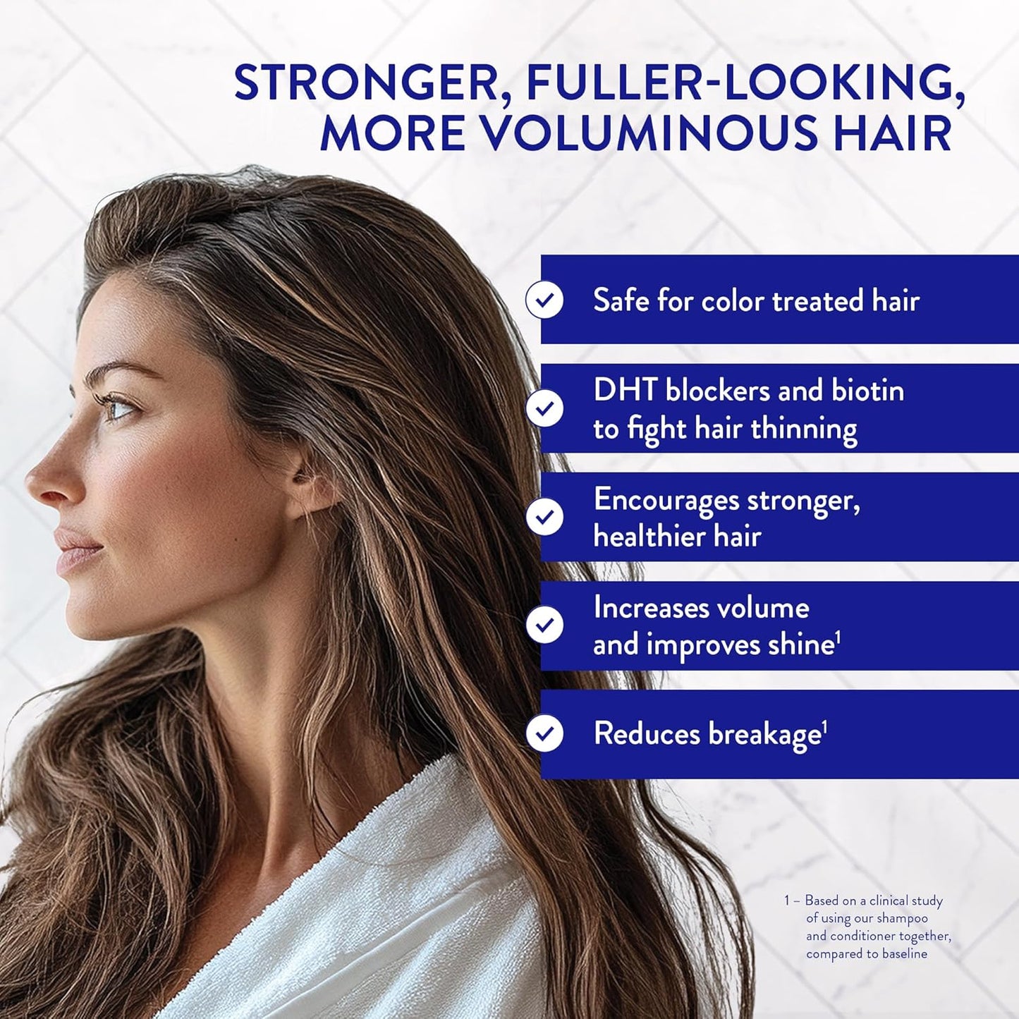 Routine Wellness Anti-Thinning Shampoo and Conditioner Set for Thinning Hair - Biotin DHT Blocker Women & Men - Color Safe Shampoo for Hair Loss & Healthier Hair - Jasmine & Orange Blossom (Pack of 2)