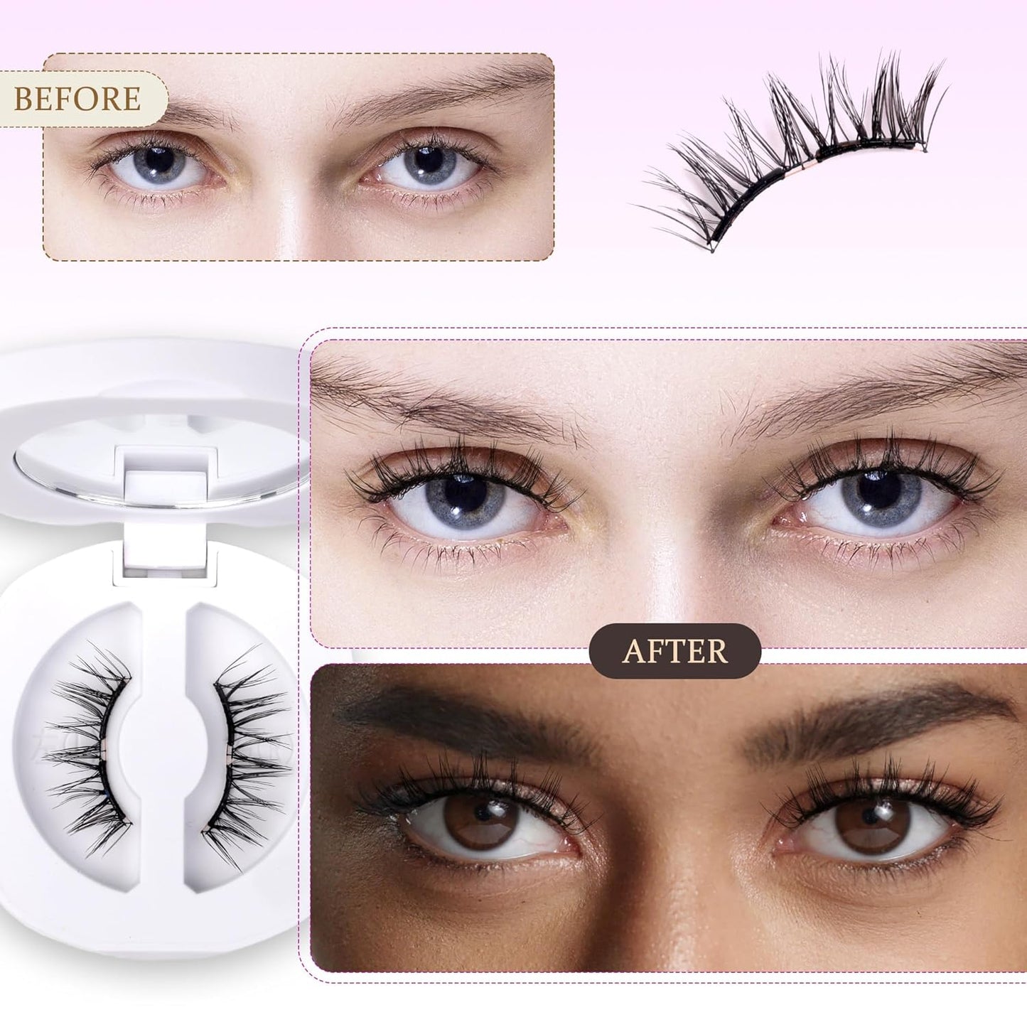 VEYESBEAUTY Magnetic Eyelashes with Applicator Reusable Magnetic Lashes Natural Look No Glue Needed False Eyelashes, NomSpirit Lashes Kit Easy to Wear and Remove