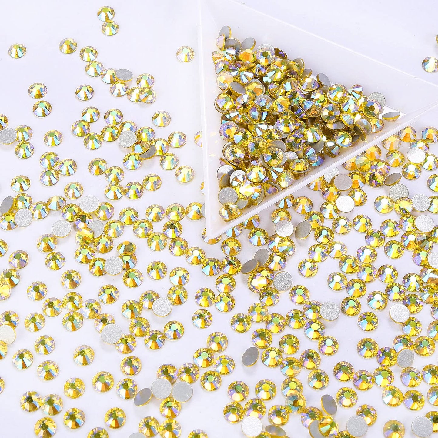 1440Pcs Lemon Ab Crystal Rhinestones,Glass Flatback Rhinestones Gemstones for Nail Face Makeup Art Crafts Clothes Decoration -(SS12,3.0mm,Lemon Ab)
