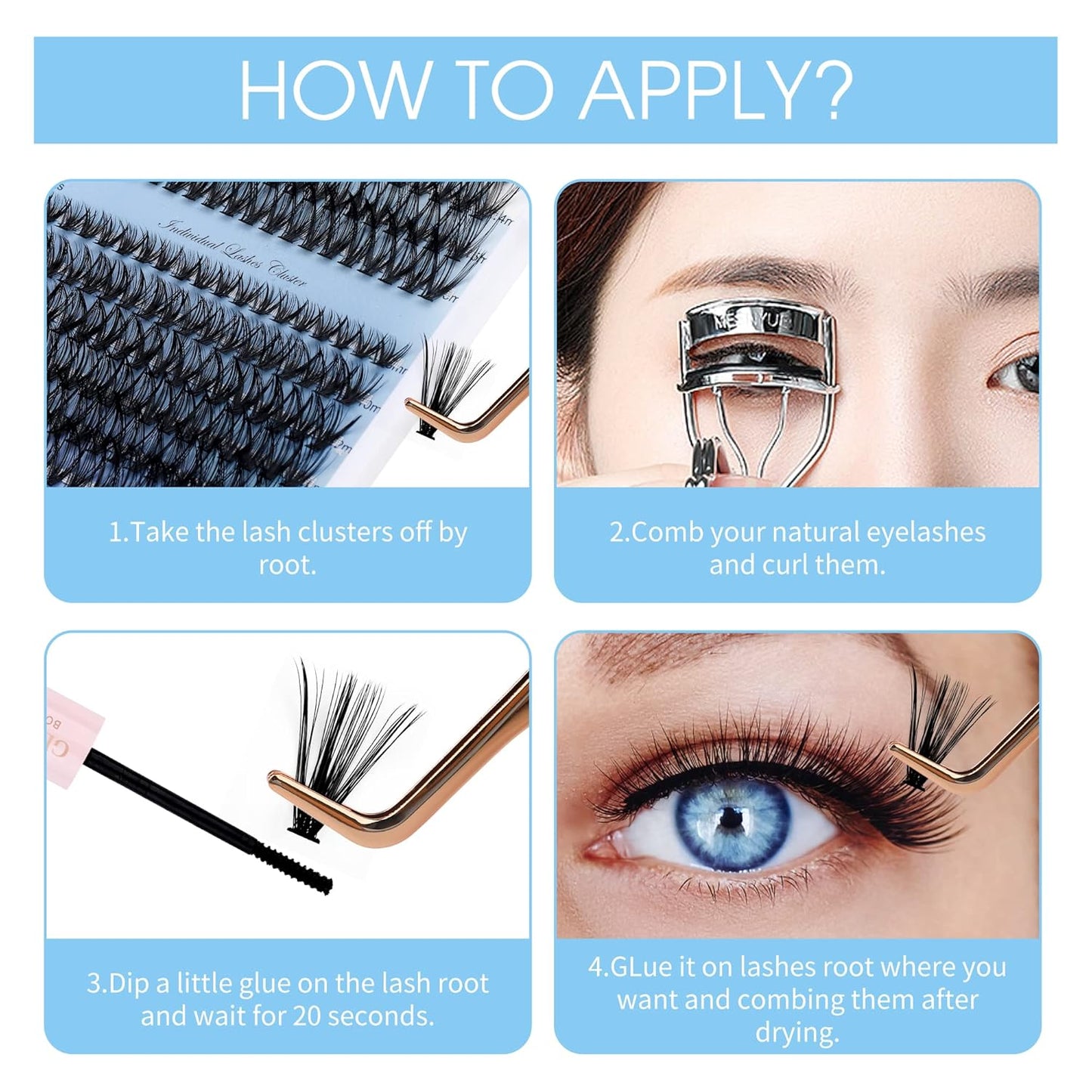 Individual Lashes 280pcs Large Tray Lash Clusters 0.07mm 50P C Curl Mix 8-16mm Eyelash Clusters Soft&Lightweight Cluster Lashes Mink Individual Lashes Cluster Mixed Tray Lash Extension Clusters