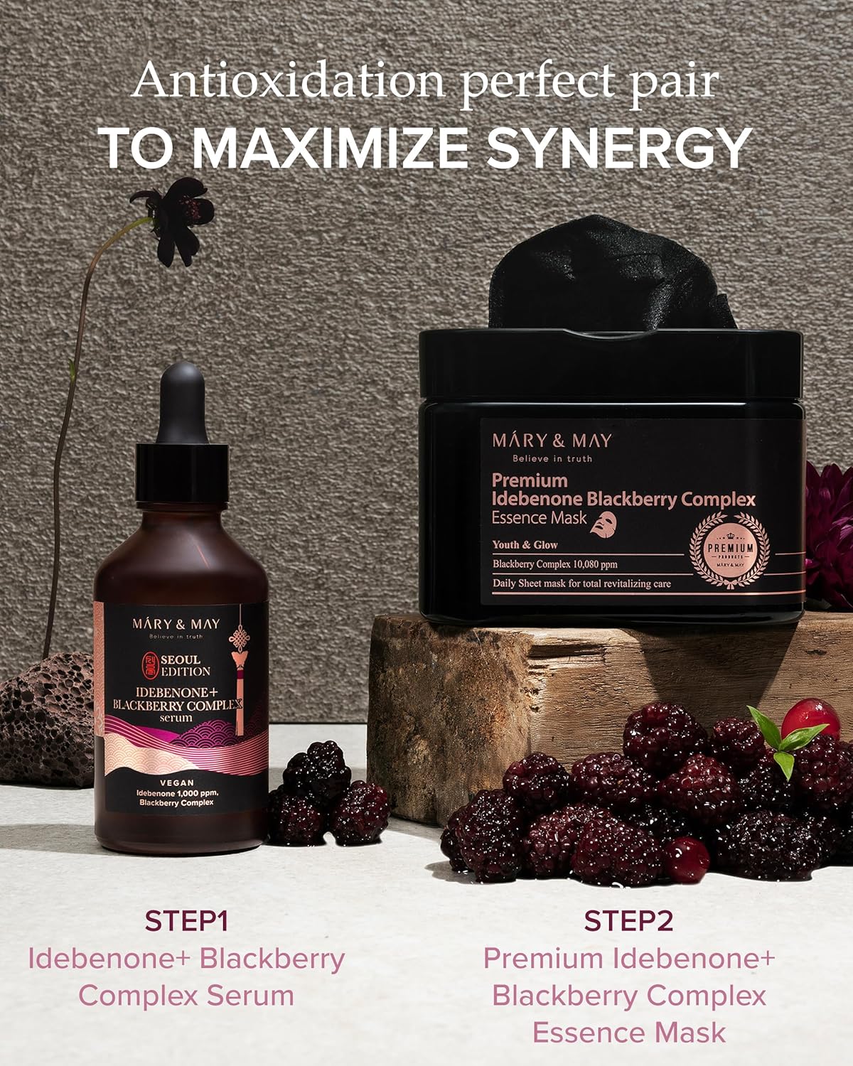 Mary&May SEOUL EDITION Idebenone Blackberry Complex Serum - Korean Anti Aging Face Serum for Skin Elasticity, Nourishing and Radiance - Fragrance-Free, Vegan, and Cruelty-Free, 2.7 fl.oz.