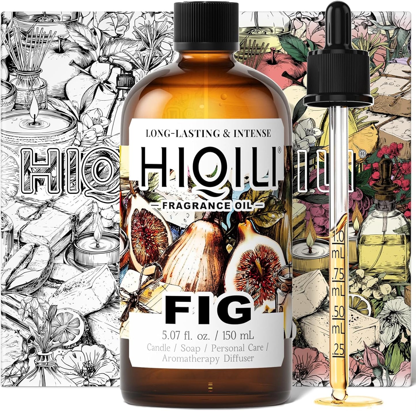 HIQILI Fig Fragrance Oil for Hotel Scent Diffuser, Candle & Soap Making Kit, Add to Skin Care, Bath & Body Products - 5.07 Fl Oz