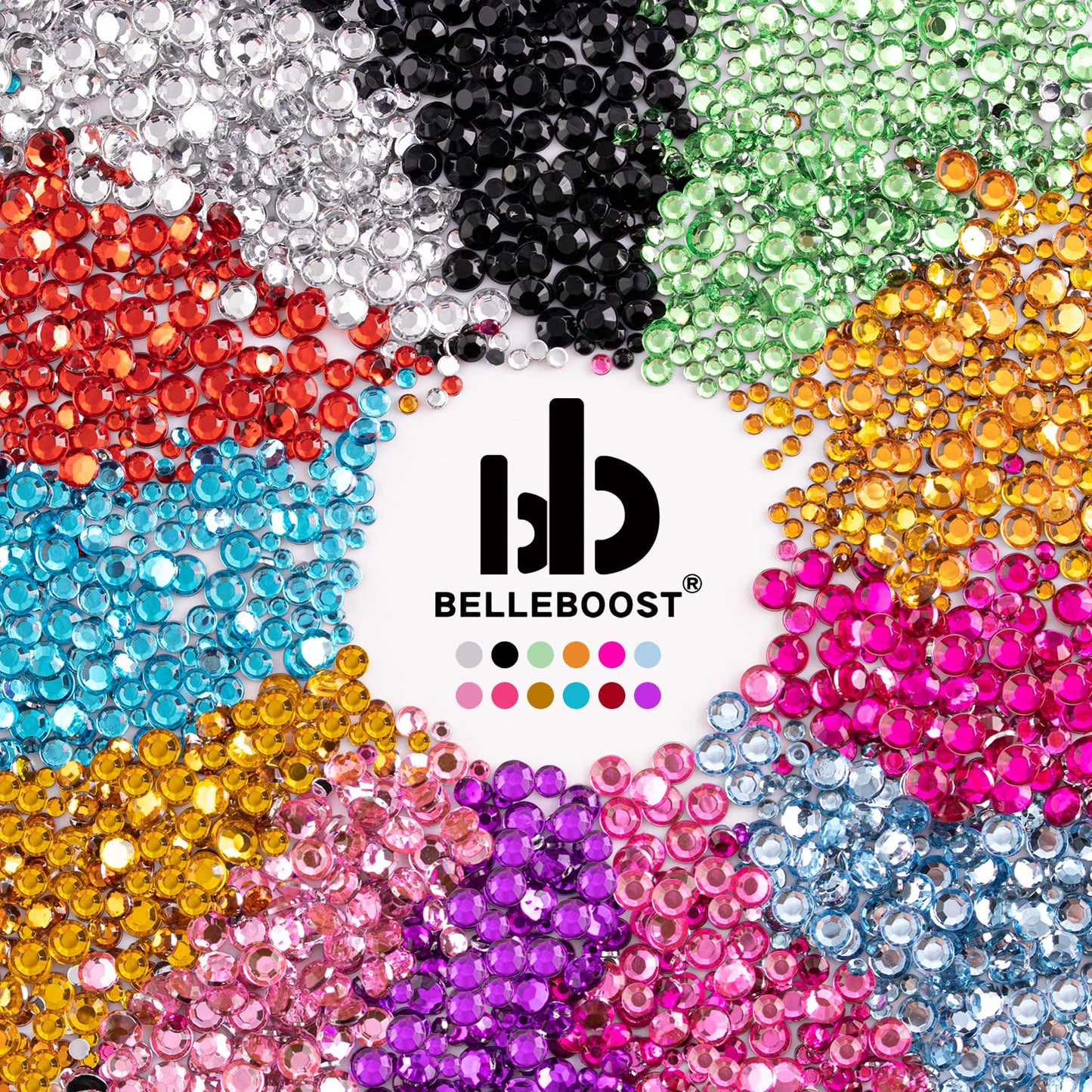 Two Packs of Flatback Rhinestones 4520 Pcs Colorful Nail Art Rhinestones Flatback Crystal Colorful+Royal Blue Rhinestone with Picker Pencil and Tweezer for Nail Art and Decoration