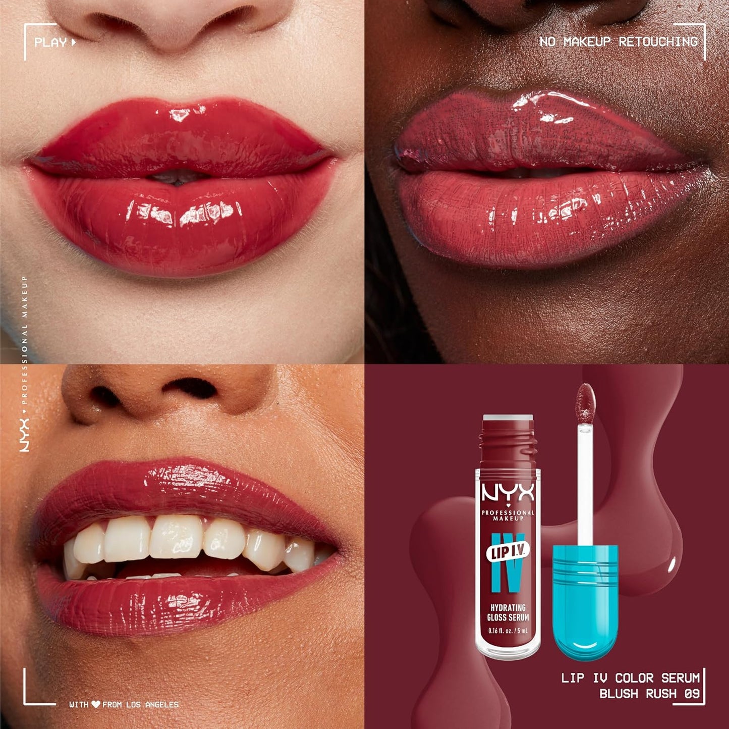 NYX PROFESSIONAL MAKEUP Lip IV Hydrating Glossy Lip Stain with 12HR Hydration - Blush Rush (Pink)