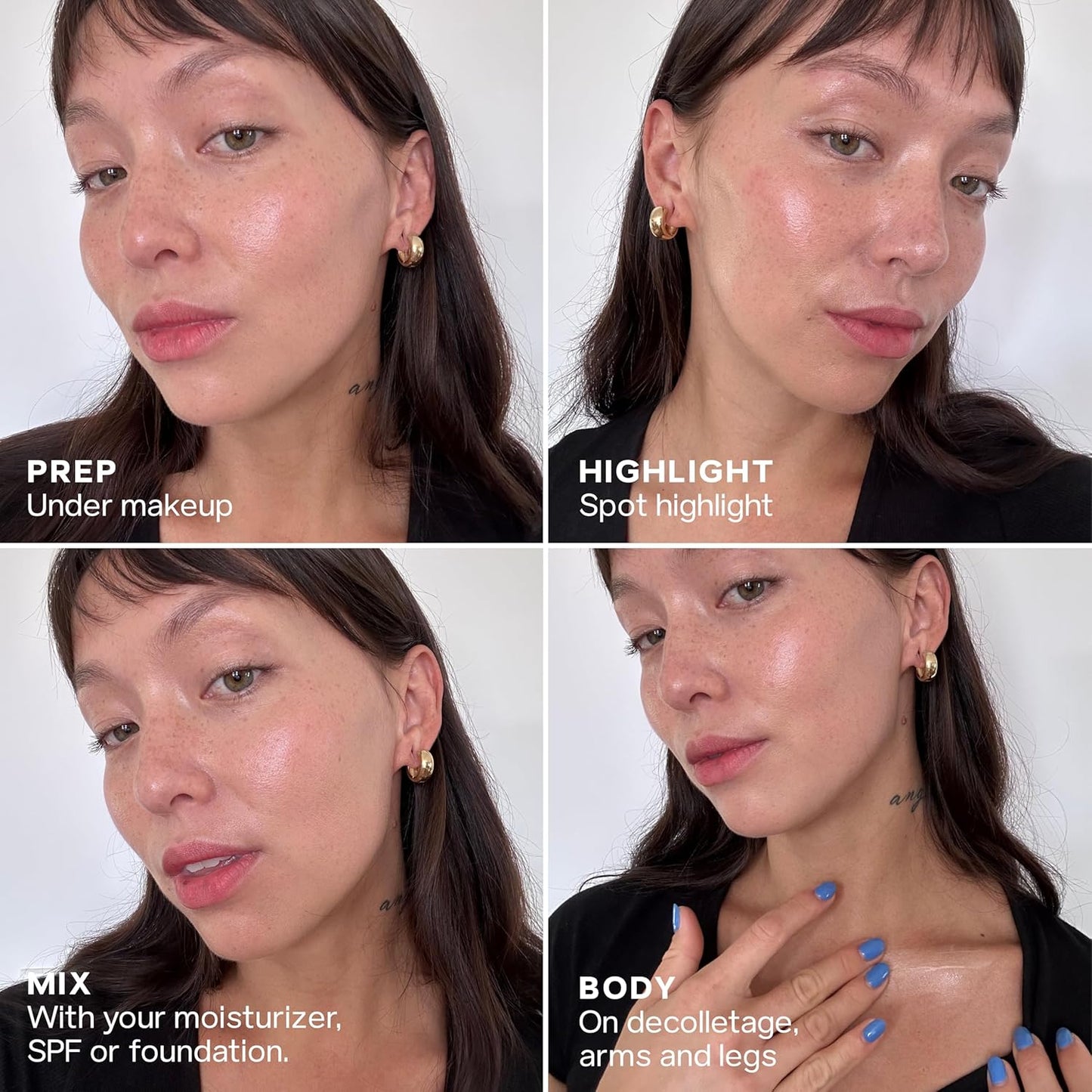Saie Mini Glowy Super Gel - Hydrating Makeup Primer and Illuminating Glow Serum Enriched with Vitamin C and Squalane Oil - All-Over Liquid Highlighter Makeup for Instant Glass Skin - Sunglow (0.5 oz)