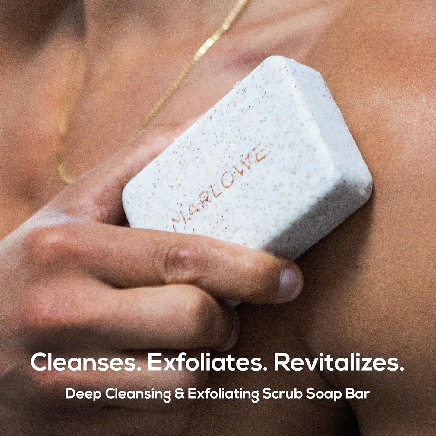 MARLOWE. No. 102 Body Scrub Soap 7 oz (6 Bars), Oud Wood, Exfoliating Soap Bar with Shea Butter, Olive Oil & Green Tea Extracts, Cleanses, Smooths & Revitalizes Skin, Earthy & Smoky Scent